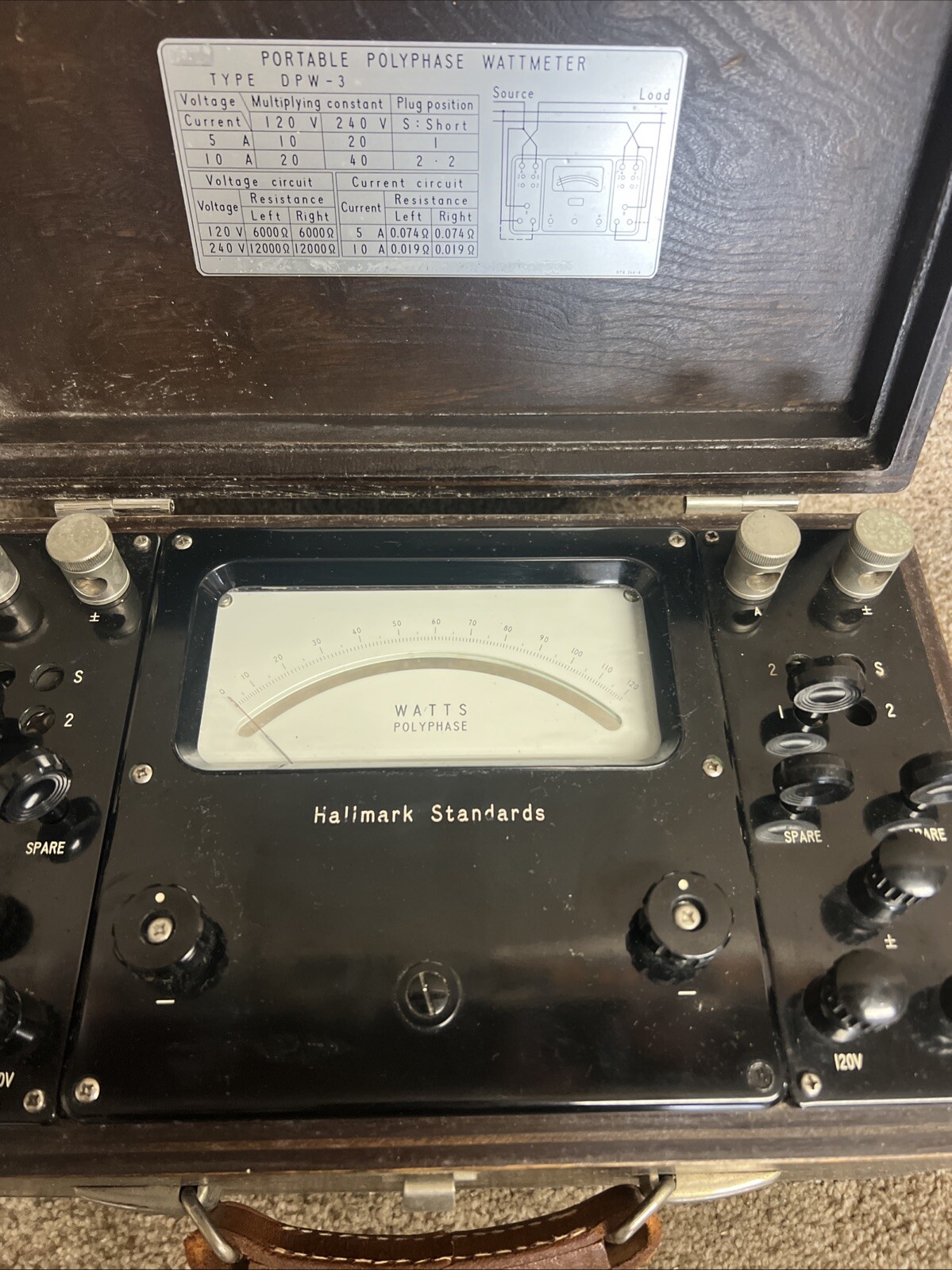 Hallmark Standards Portable Polyphase Wattmeter Vintage