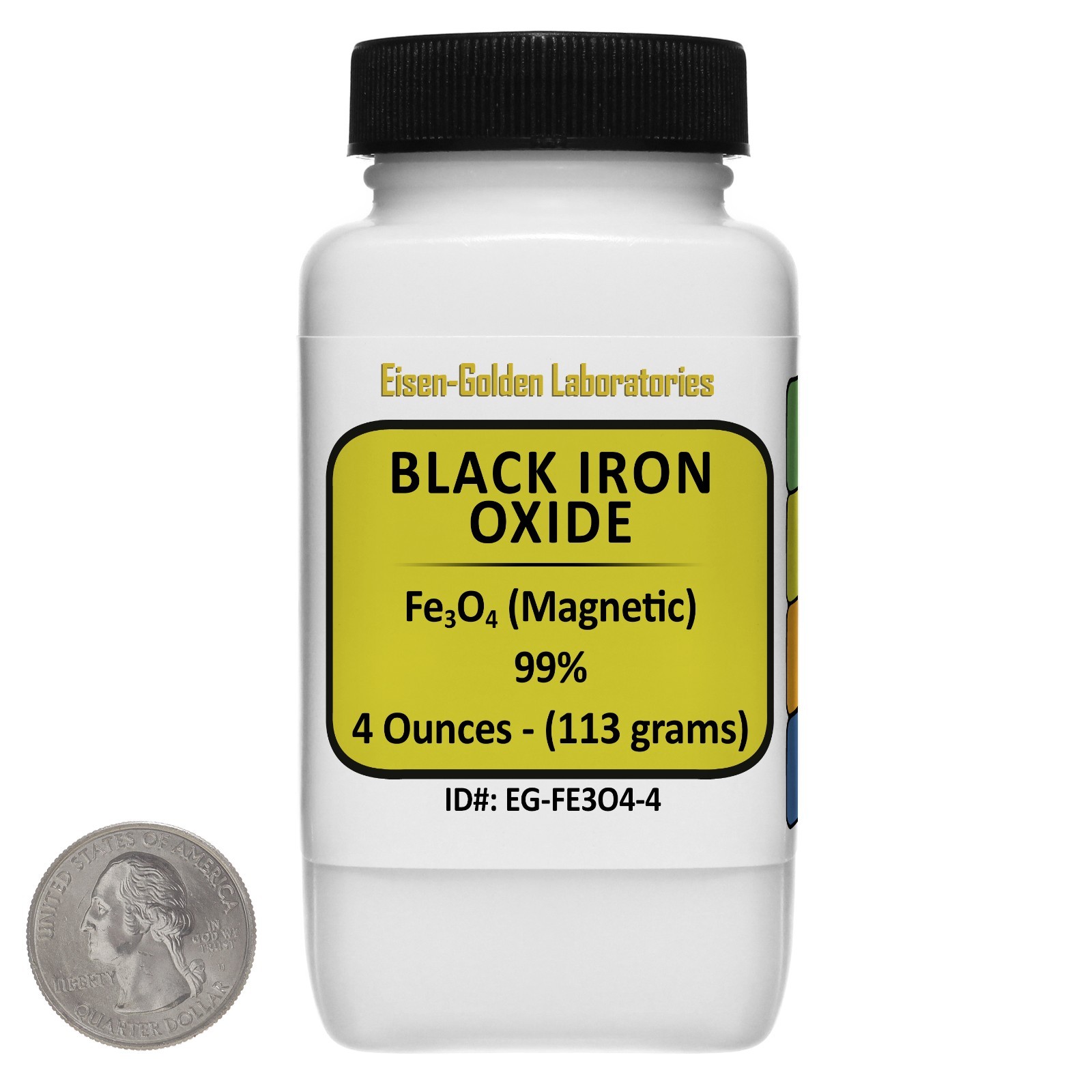 Black Iron Oxide [Fe3O4] 99% ACS Grade Powder 4 Oz in a Space-Saver Bottle USA