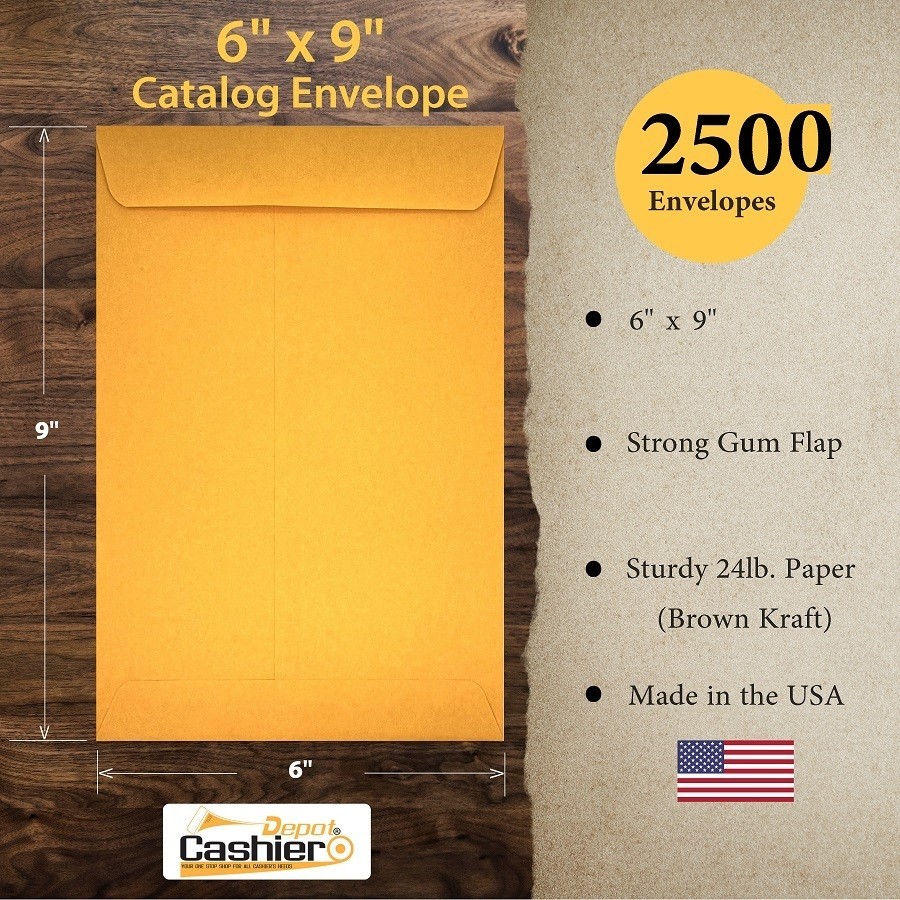 6″ x 9″ Premium Catalog (Open End) Envelope, Brown Kraft, 5(500/Box)
