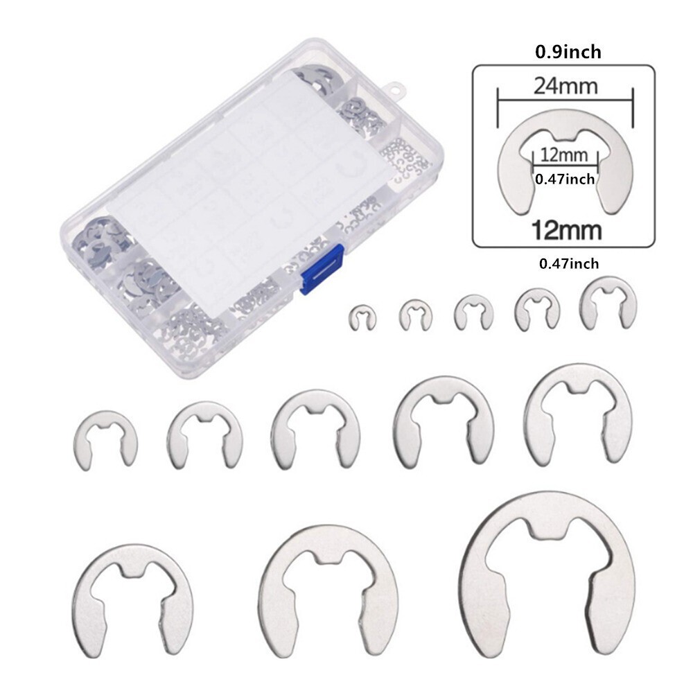400x Car Stainless Steel E-Clip Circlip Kit Universal Retaining Ring Assortment