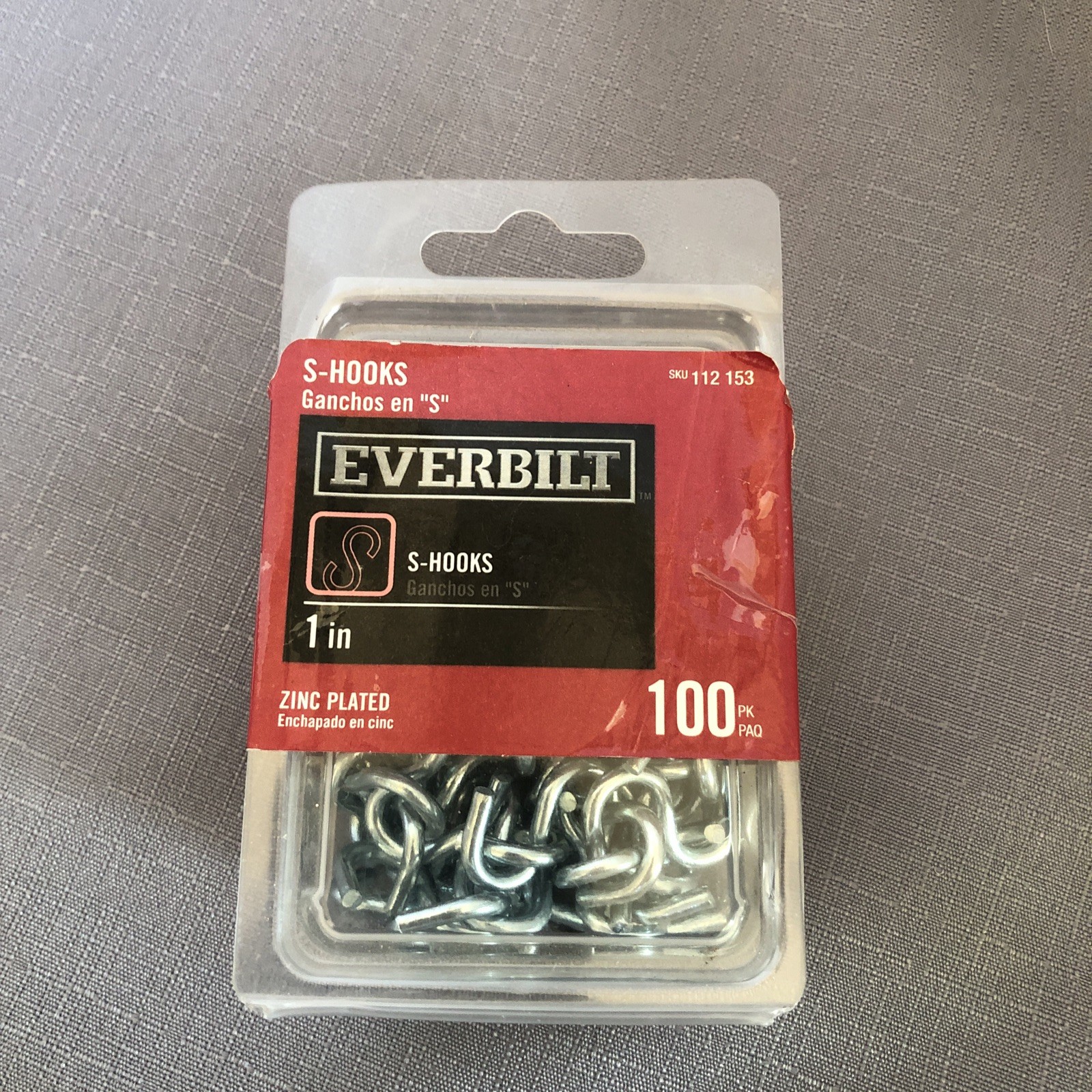 Everbilt 1 Inch Zinc Plated S-Hooks 100 Pack (SHIPS IN 24 HOURS)