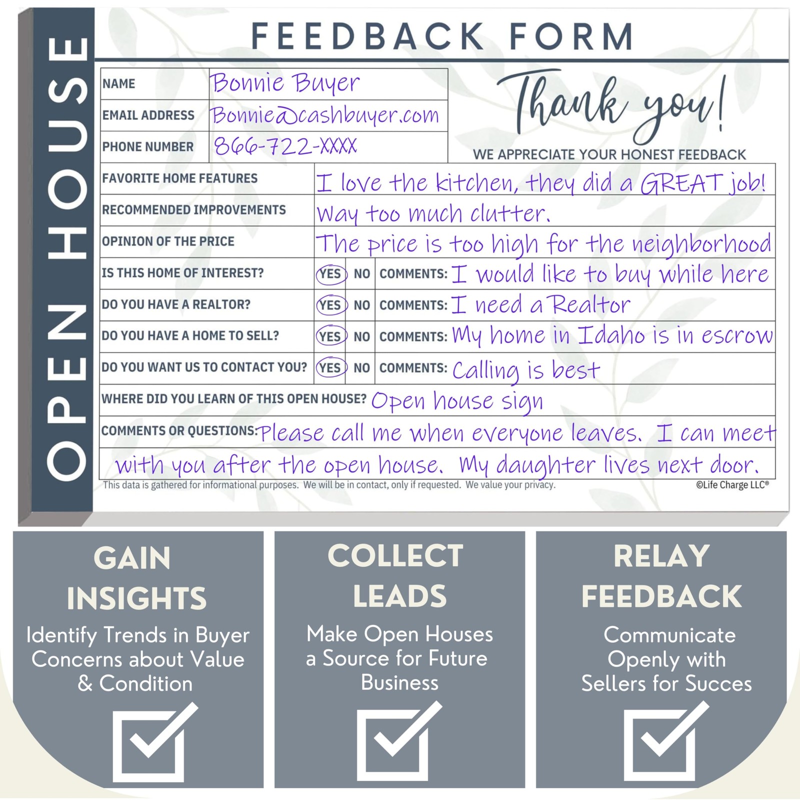 Open House Supplies. Real Estate Sign in Book Guest Registry Notepad for Coll…