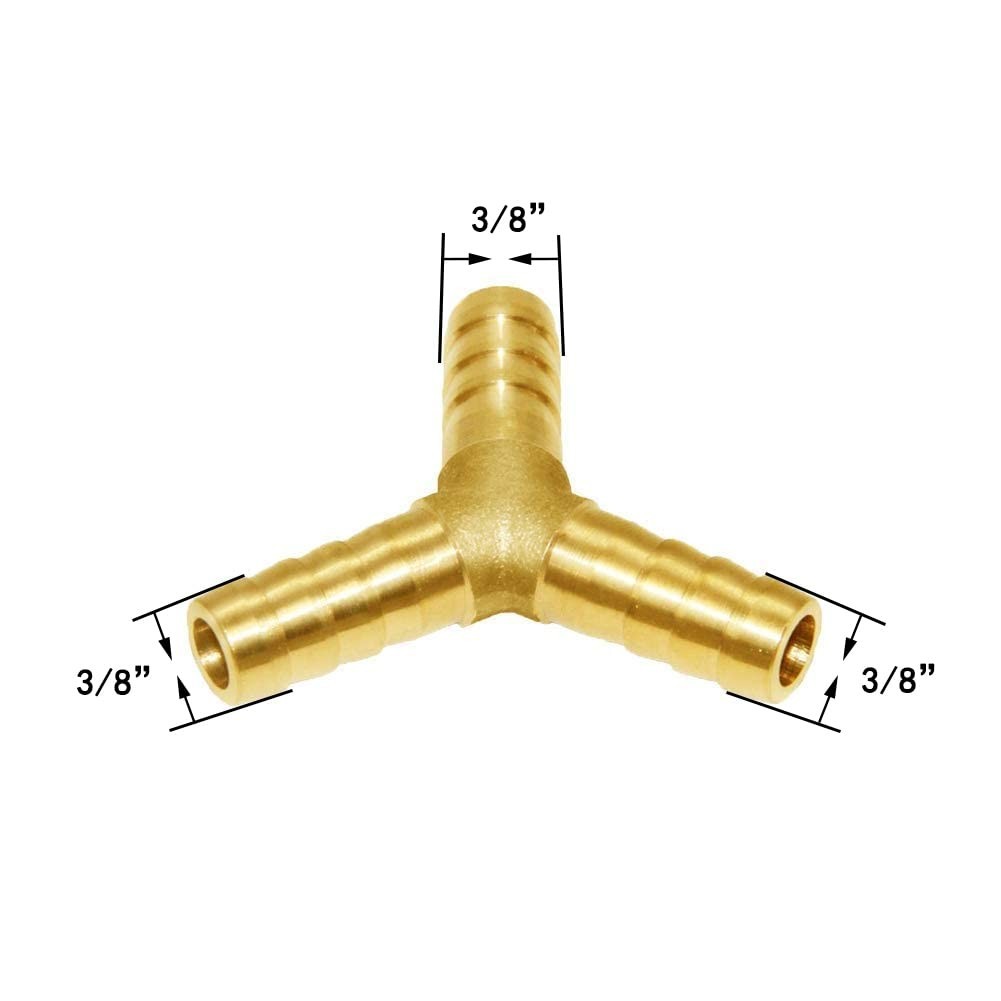 Joywayus 3/8 Hose Barb Y Shaped 3 Way Union Fitting Brass for Water Fuel Air