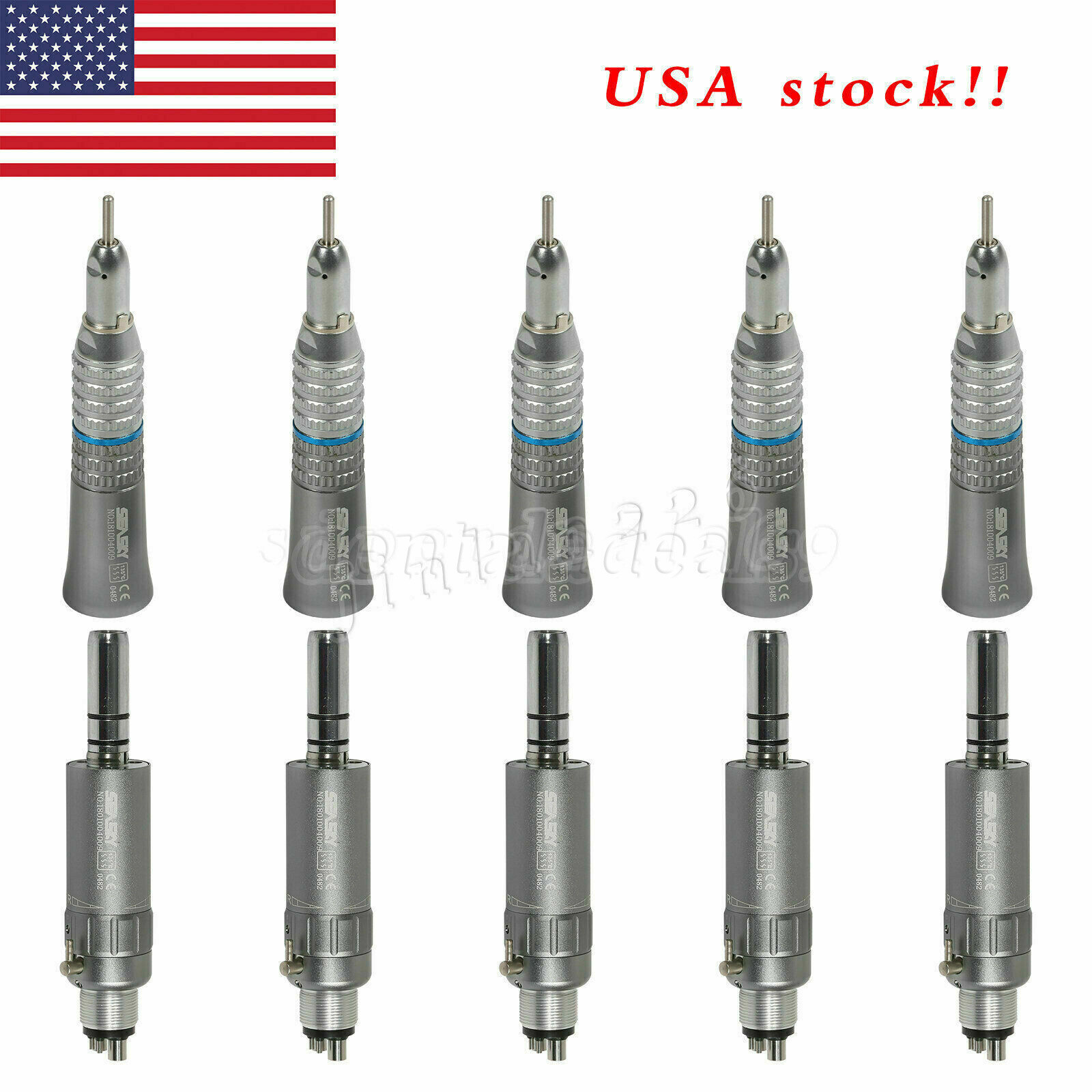 Dental Low Speed Straight Nosecone Handpiece E type Air Motor 4Hole Fit NSK Dr