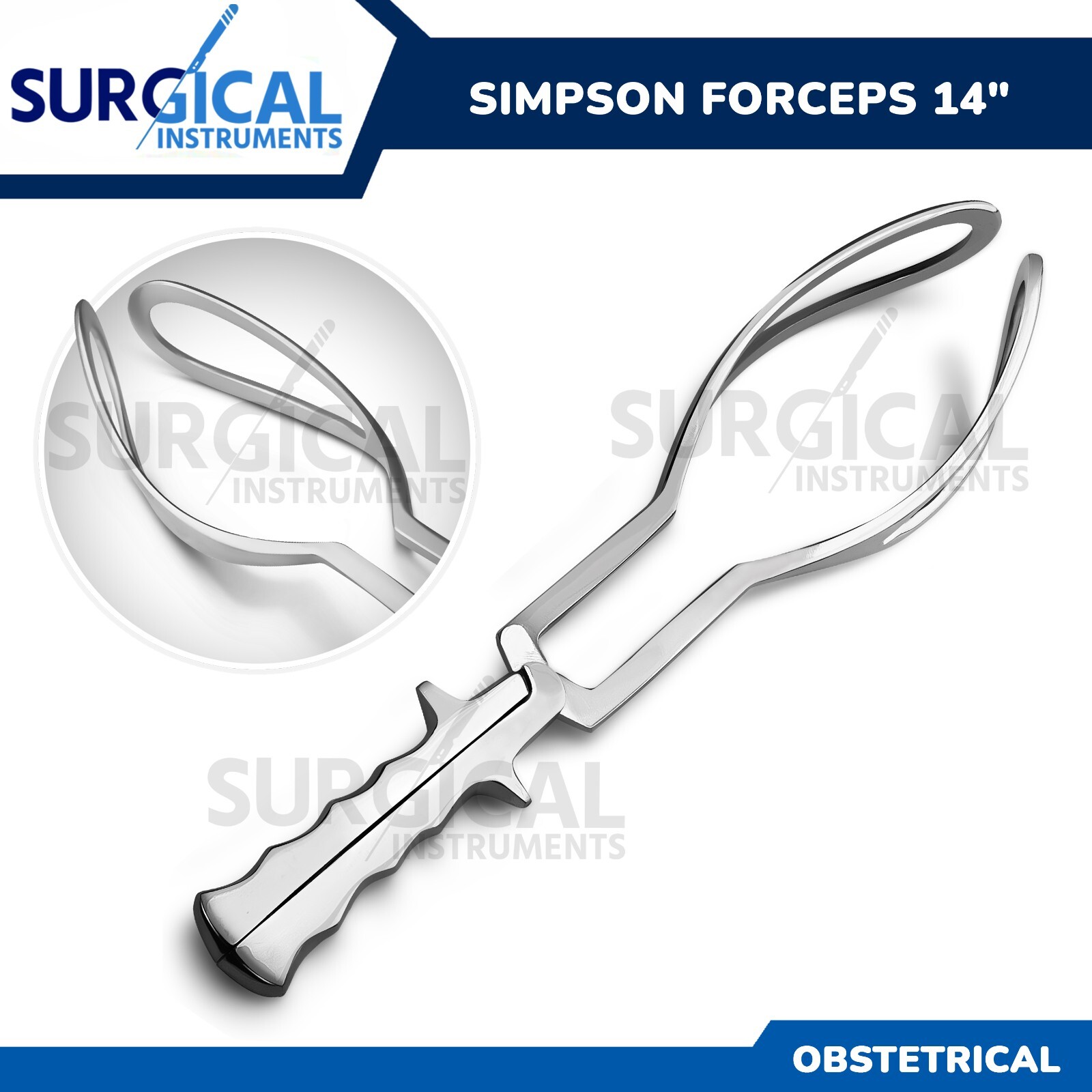 Simpson Obstetrical Forceps 14″ Fenestrated Jaws Surgical Gynecology German Grad