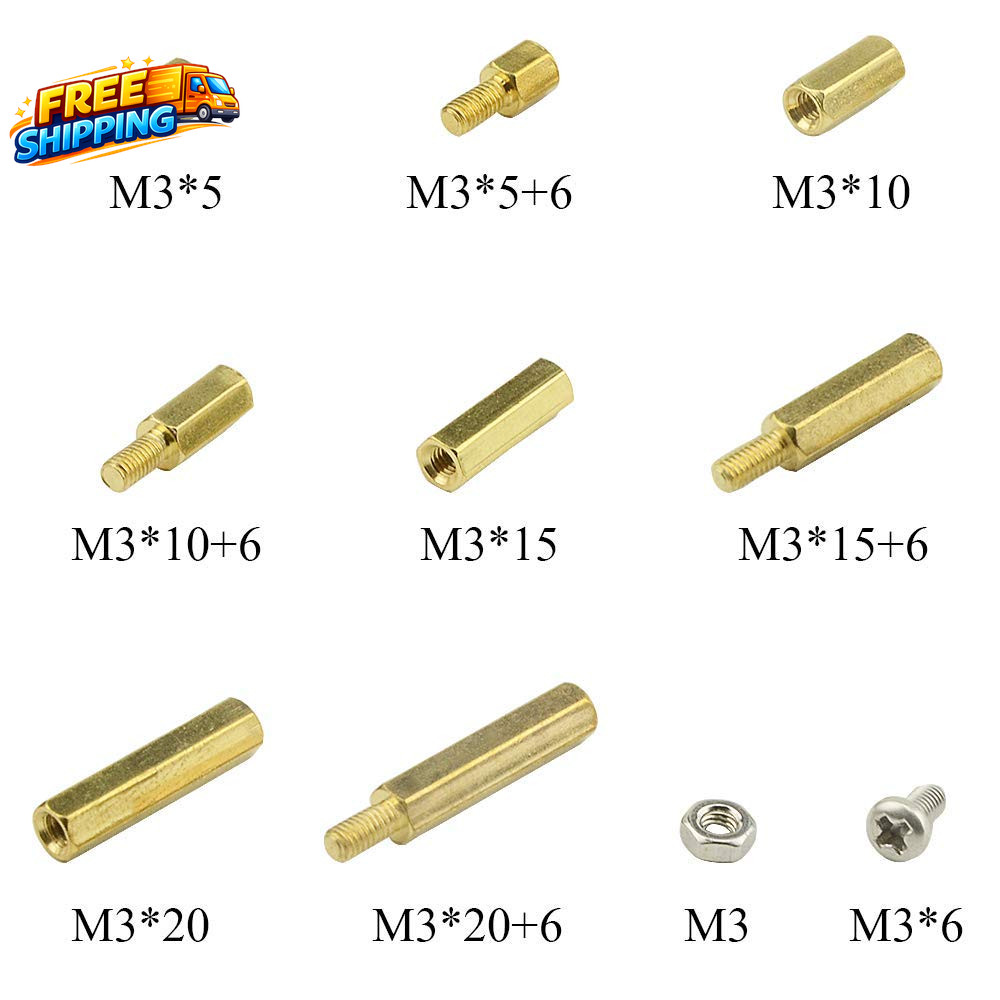 BGTXINGI M3 Brass Male-Female Hex Spacer Standoff Screw Nut Assortment Kit and S