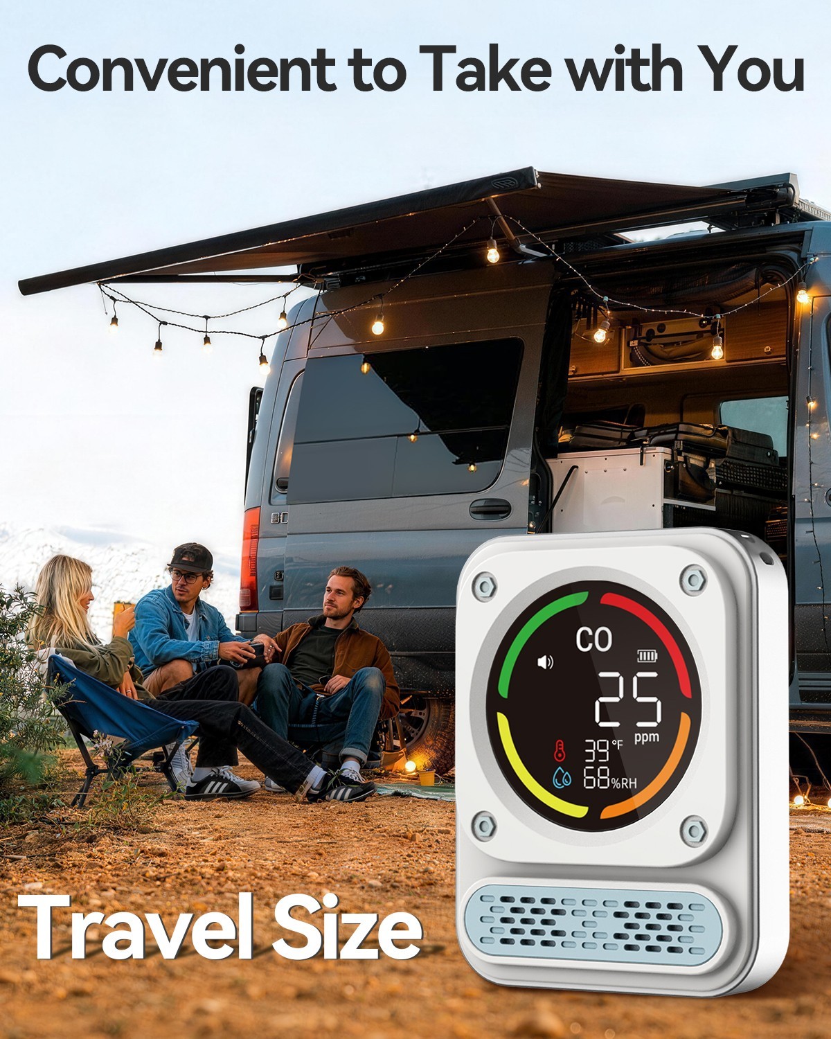 3-In-1 Portable Carbon Monoxide Detector,0-1000ppm CO Meter with Temperature