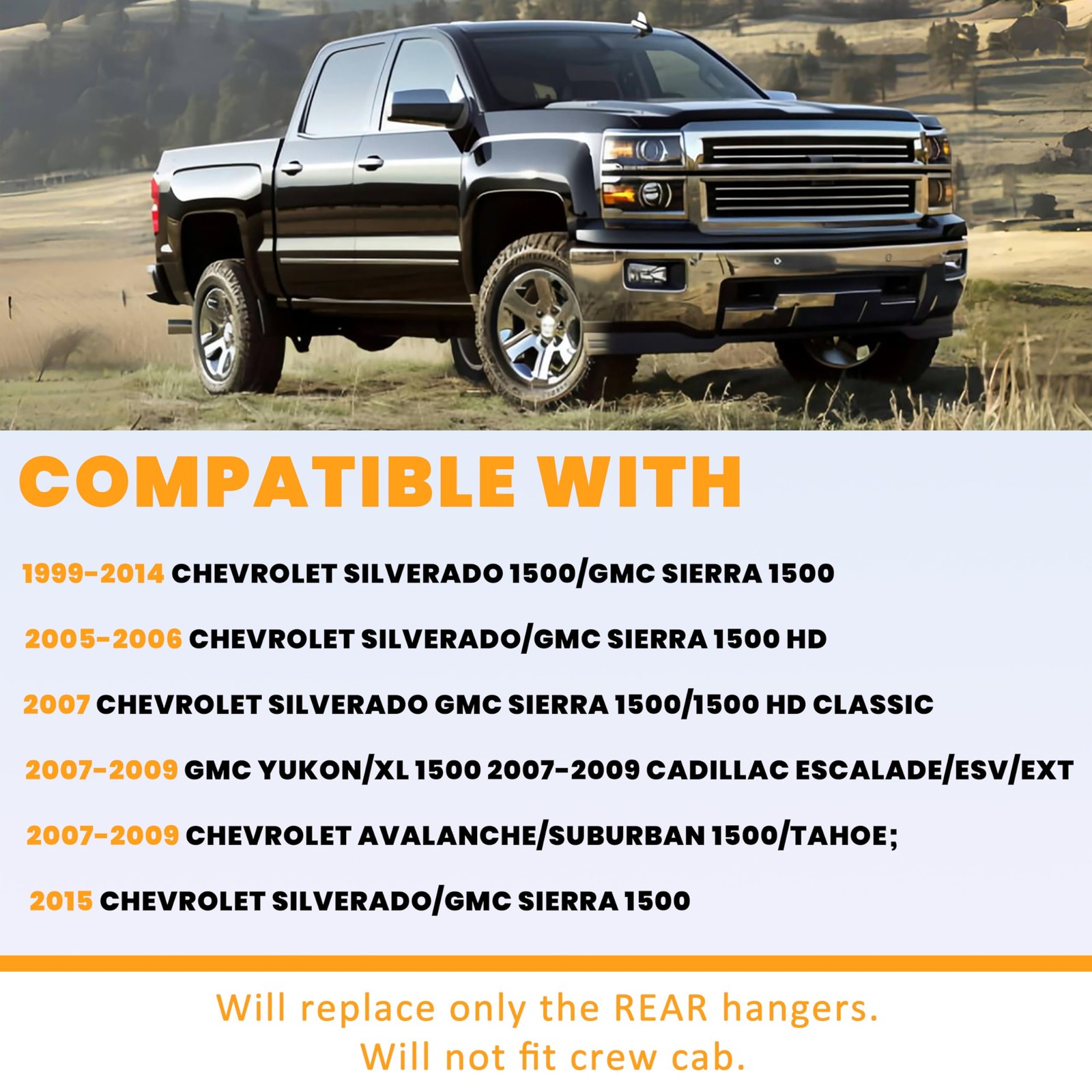 Rear Leaf Spring Bracket Kit Compatible with 1999-2015 Chevy Silverado Avalan…