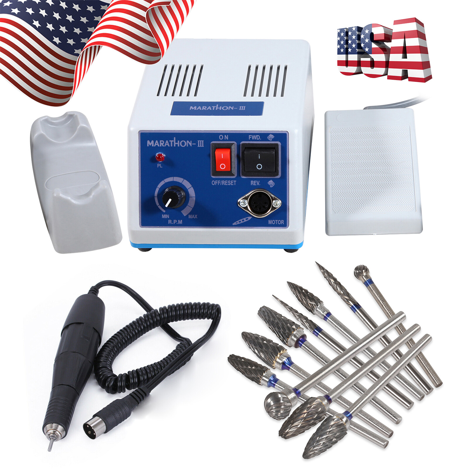 Dental Lab Electric Micromotor Polishing Unit/35K rpm Handpiece fit for Marathon