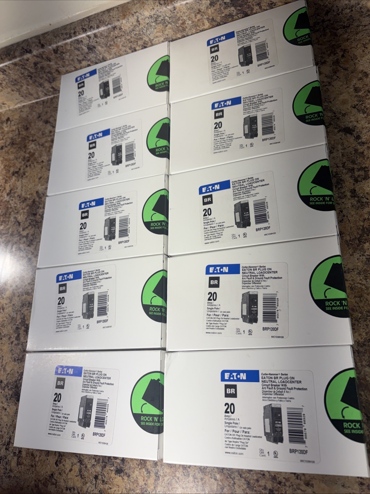 10PCS CUTLER HAMMER EATON BRP120DF 20A AFCI/GFCI PLUG ON NEUTRAL NEW IN BOX