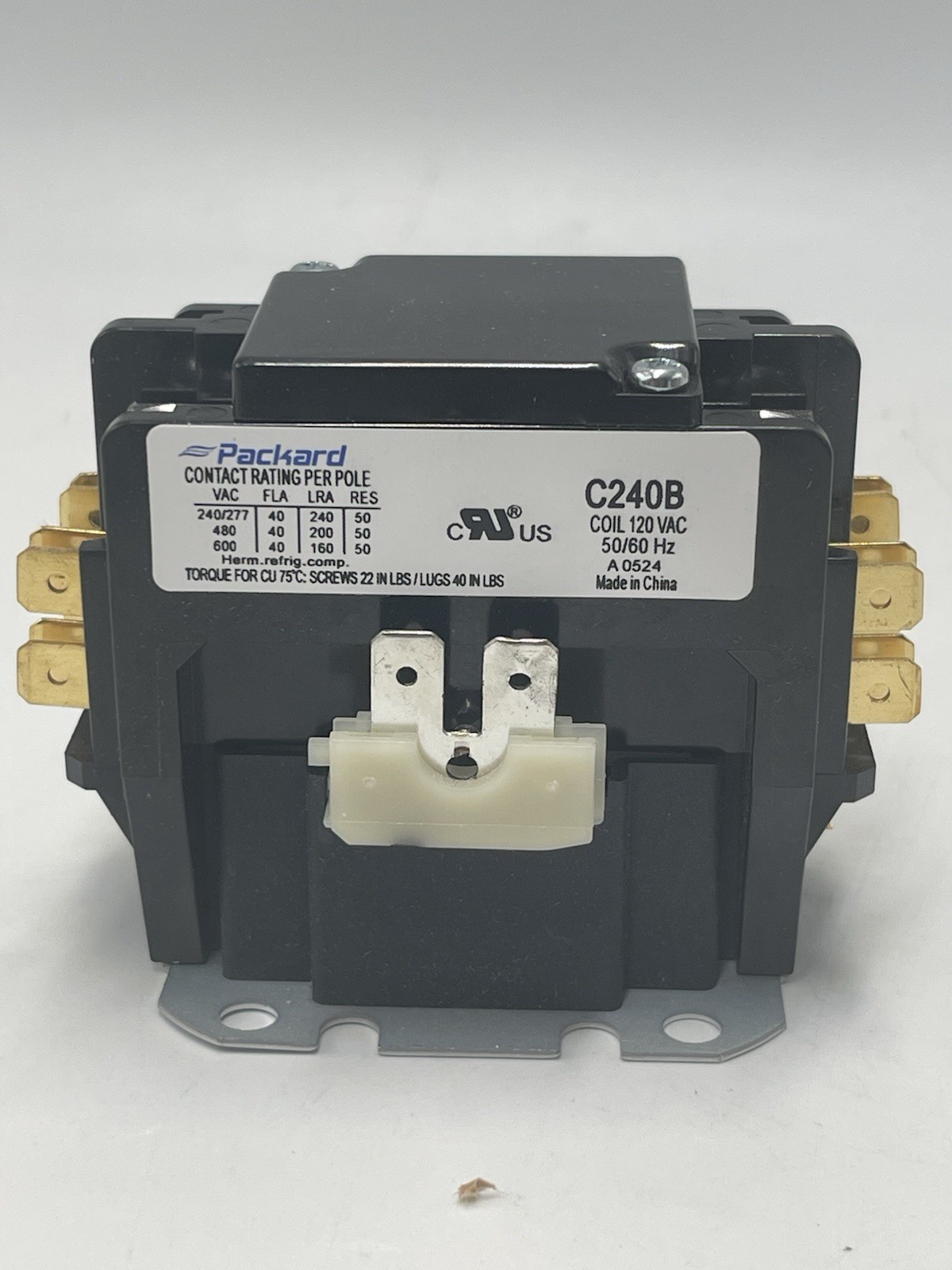 C240B Double Two 2 Pole 40 Amp 120 Volts A/C Contactor packard