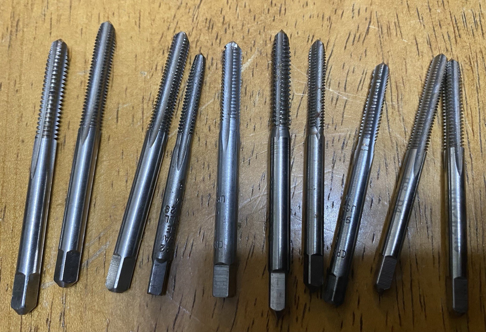 Lot of 10 Assorted Taps Various Styles/Sizes (As Shown) Craftsman USA Japan