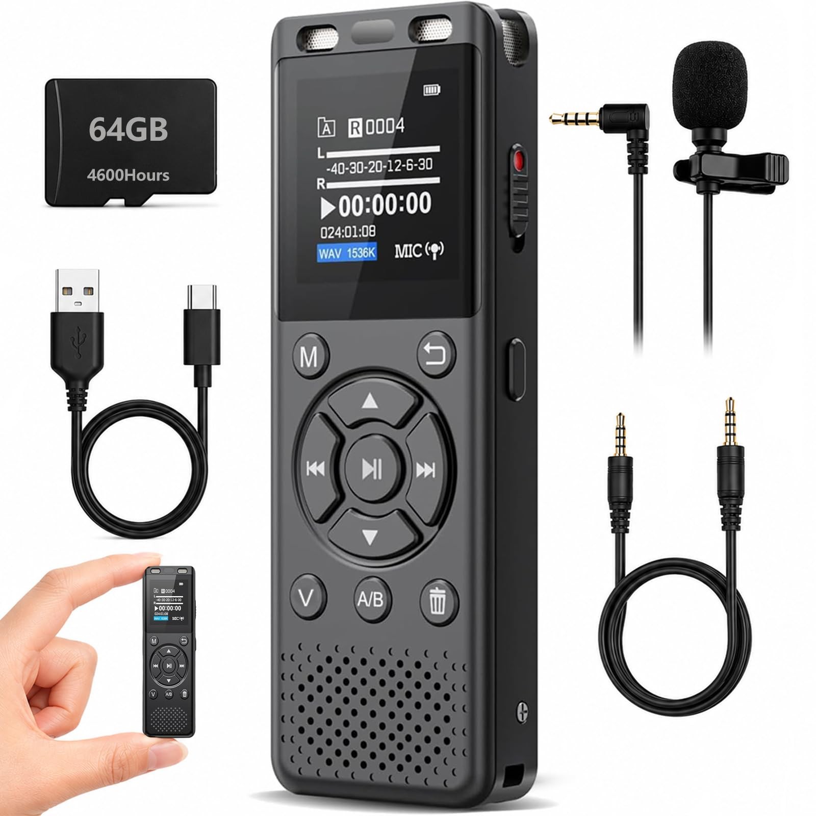 Tonfarb 64GB Digital Voice Recorder with Playback,Audio Recording Device for …