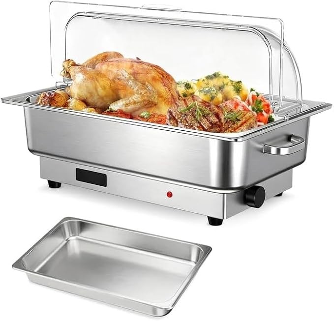 Garvee 9QT Electric Chafing Dish Set Temp Control Stainless Steel Buffet Warmer