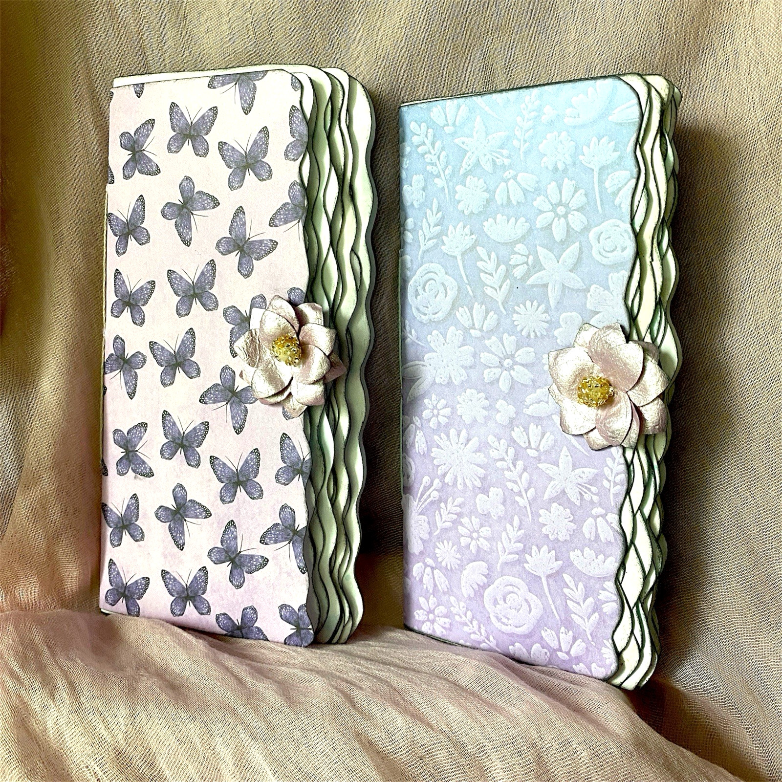 2 Handmade Junk Journal Blank Writing Booklets – Diary Book Layered Edge Slim