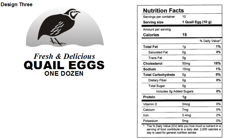 QUAIL EGG CARTON LABELS 25/LABELS (CARTON NOT INCLUDED)