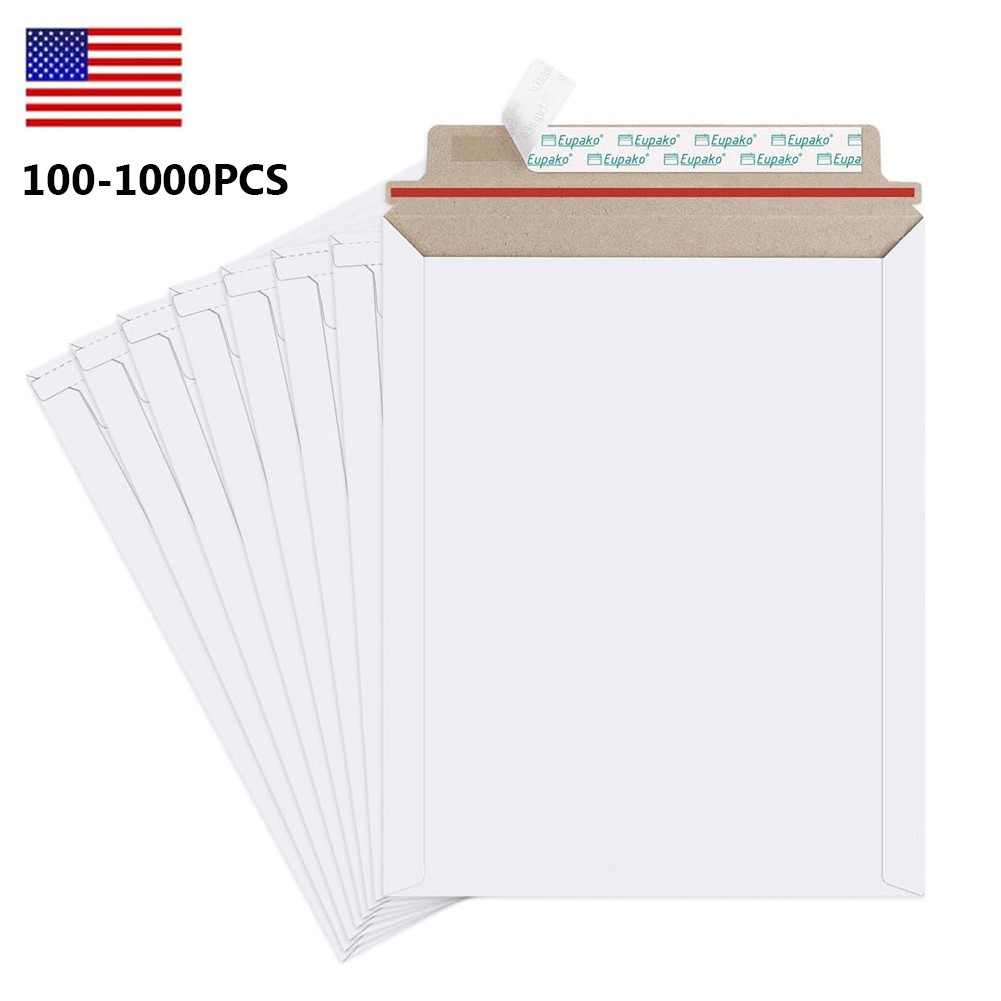 6″x8″ White Flat Photo Mailers Document Envelopes Cardboard Self Sealing Mailers