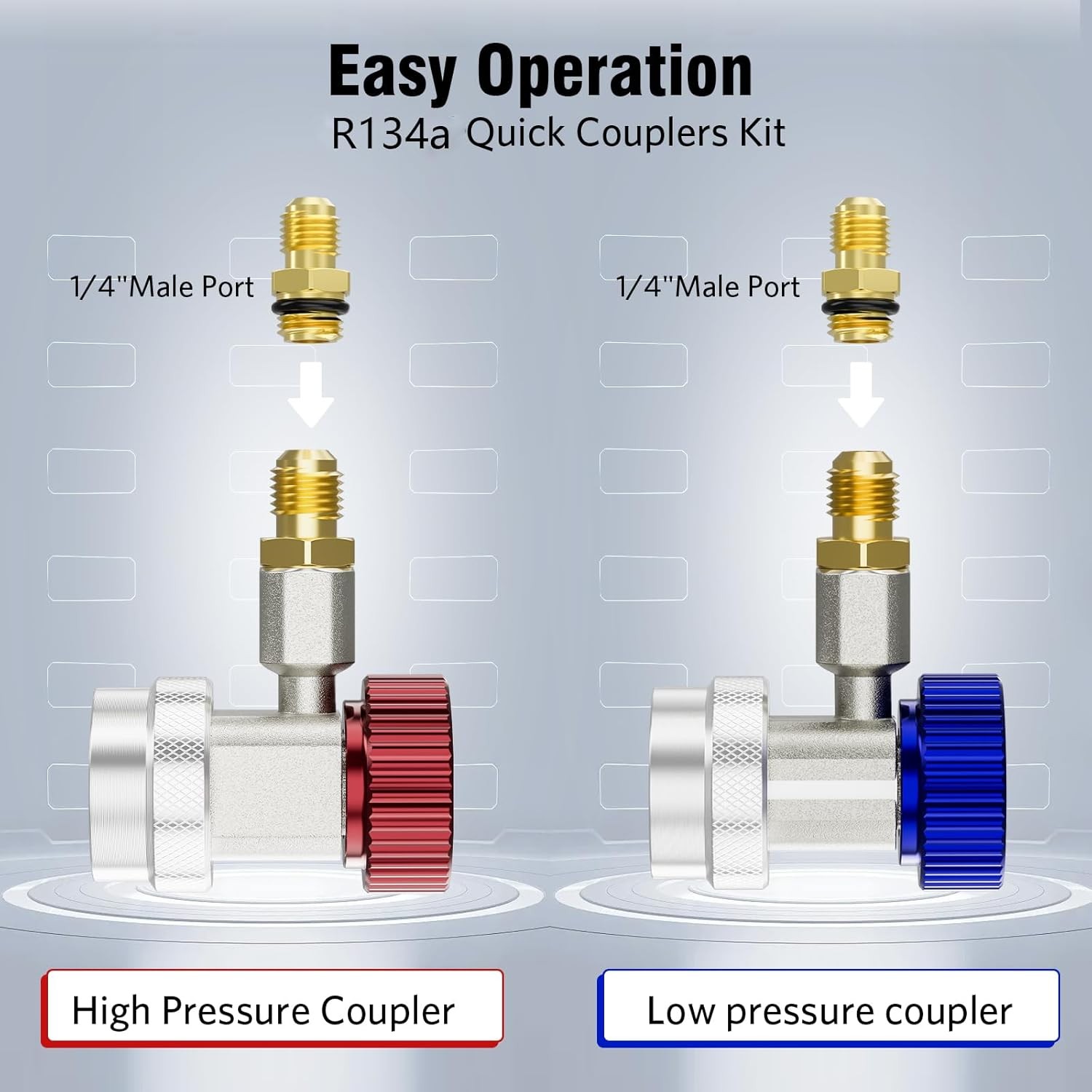 2Pack R134A Quick Connector Adapter Coupler Auto AC Manifold Gauge Low/High HVAC