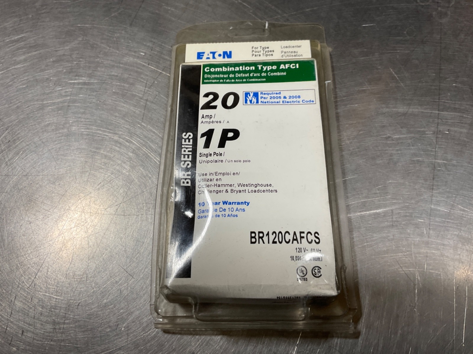 EATON BR120CAF BR AFCI circuit breaker Arc fault 20 AMP 1 POLE NEW