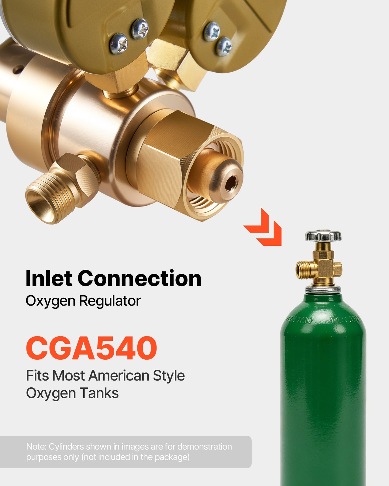 VEVOR Oxygen Regulator 0-4000PSI Welding Gas Gauge with CGA-540 Inlet Connection