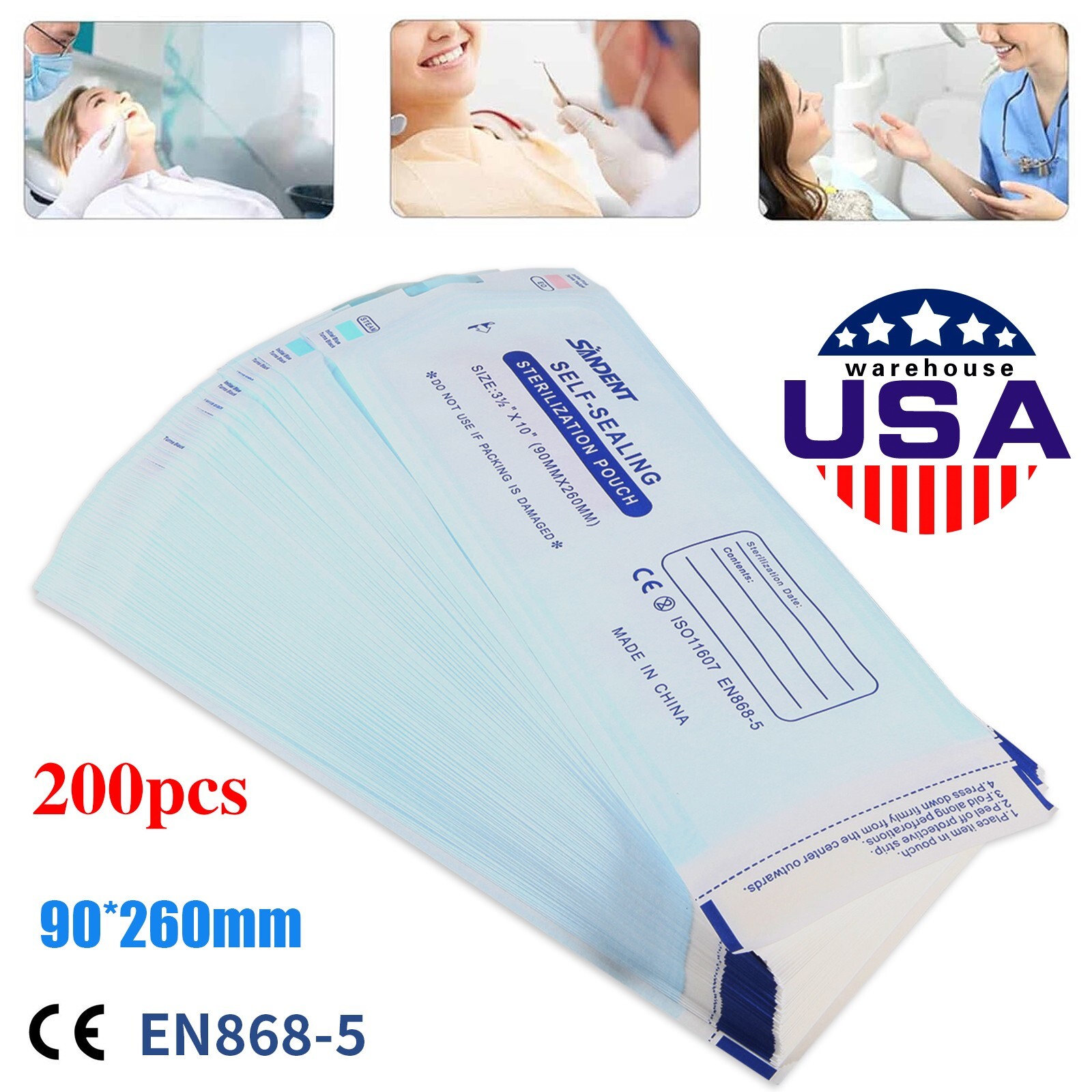 3.5″ X 10″ Self Sterilization Pouches Autoclave Pouch,Sterilizer Bags Dental 200