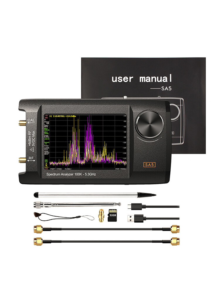 4 Inch IPS LCD SA5 100K-5.3GHz Handheld Spectrum Analyzer Signal Generator US