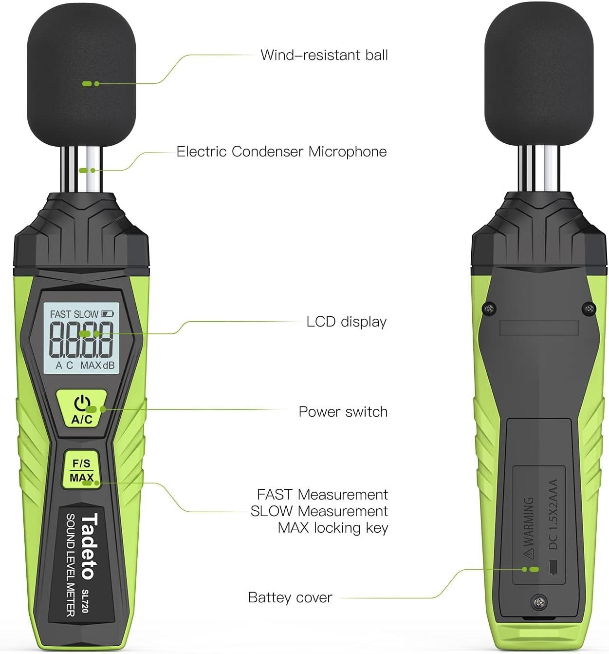 Digital Sound Level Meter MAX Data Hold Backlight