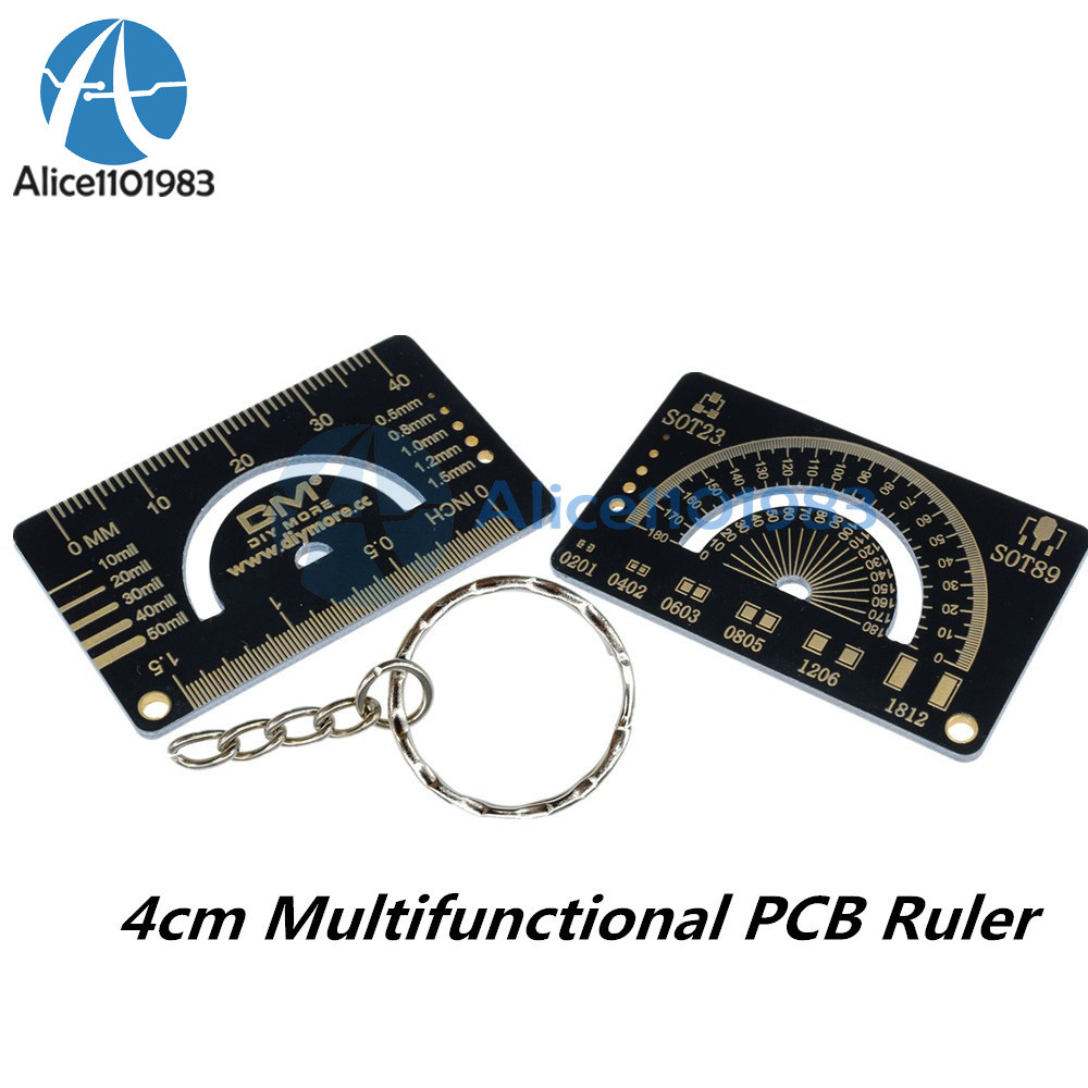 4CM Multifunctional FR4 PCB Ruler Measuring Tool Angle Measure Meter + Keychain