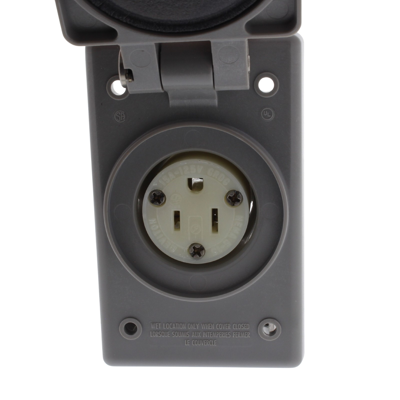 Leviton 5279-FWP Industrial 15A Flanged Outlet Weather Resistant Cover 5-15 125V