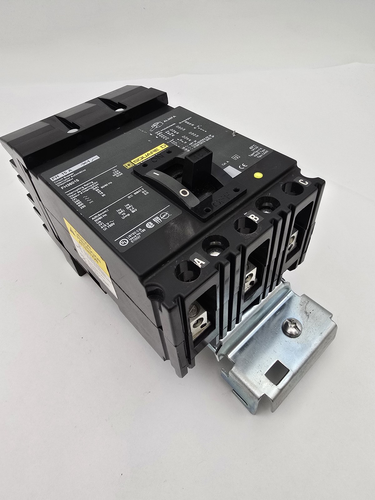 Square D FA36015 I-Line Circuit Breaker 15A 600VAC 3P Type FA 1PH NOS