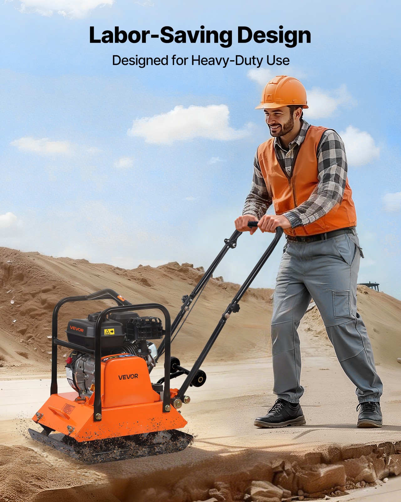 VEVOR 6.5HP Plate Compactor 5700VPM 4047lbs Vibrating Ground Rammer for Asphalt