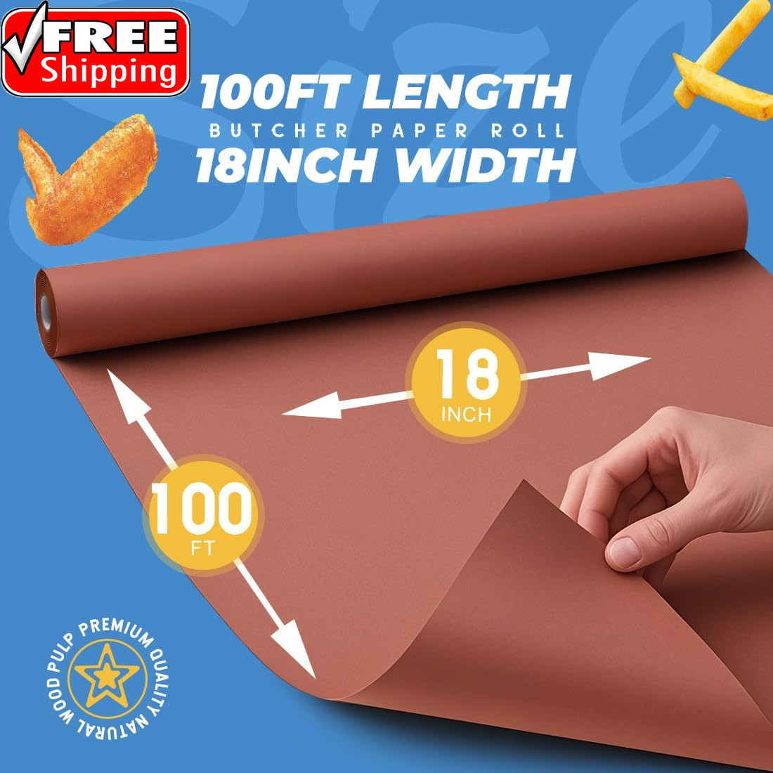 Pink Butcher Paper Roll 18″ X 1200″ (100′) for Smoker BBQ Grilling Smoking Meat