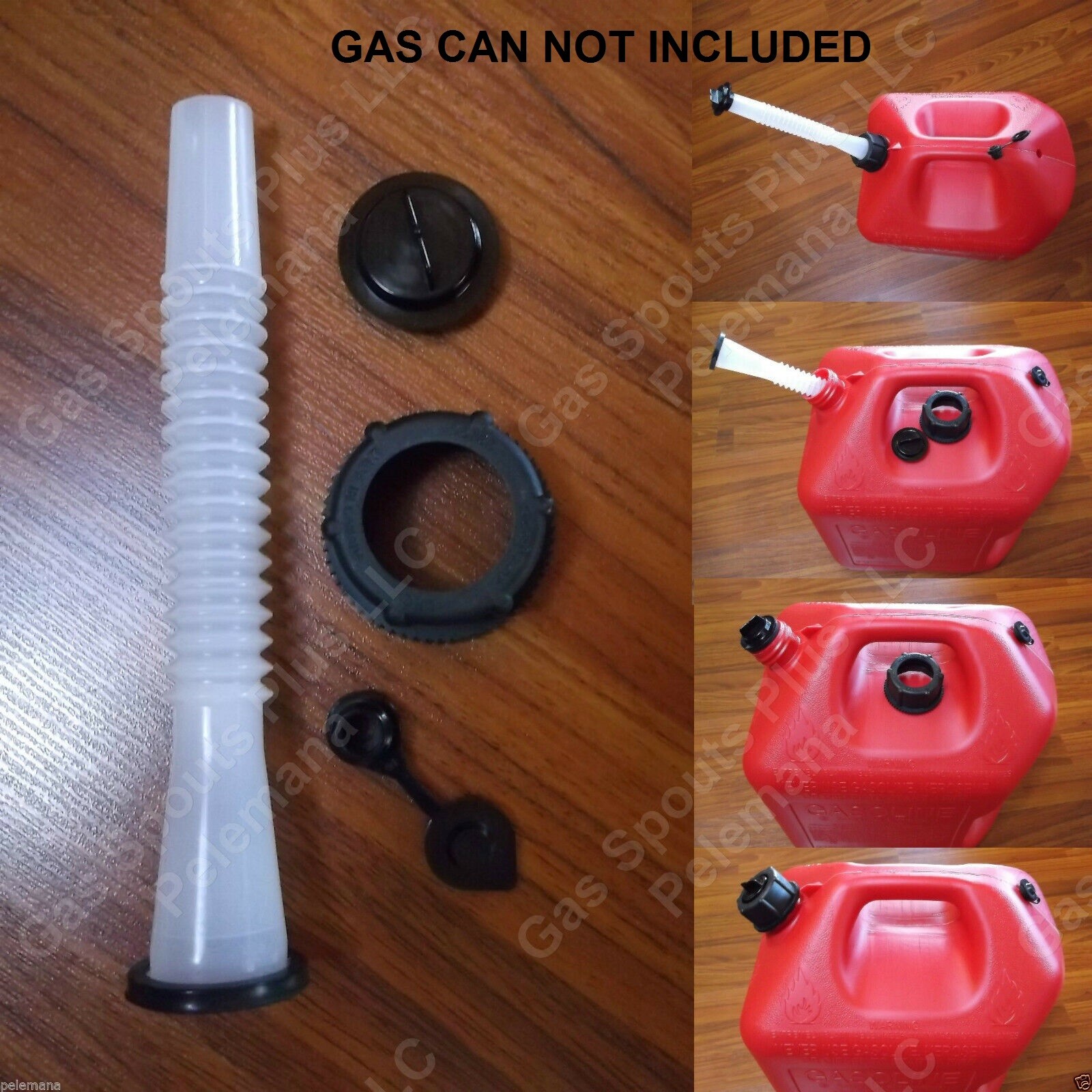MIDWEST 5600 GAS SPOUT KIT Semi-rigid Spout Screw Cap Collar Stopper Black Vent
