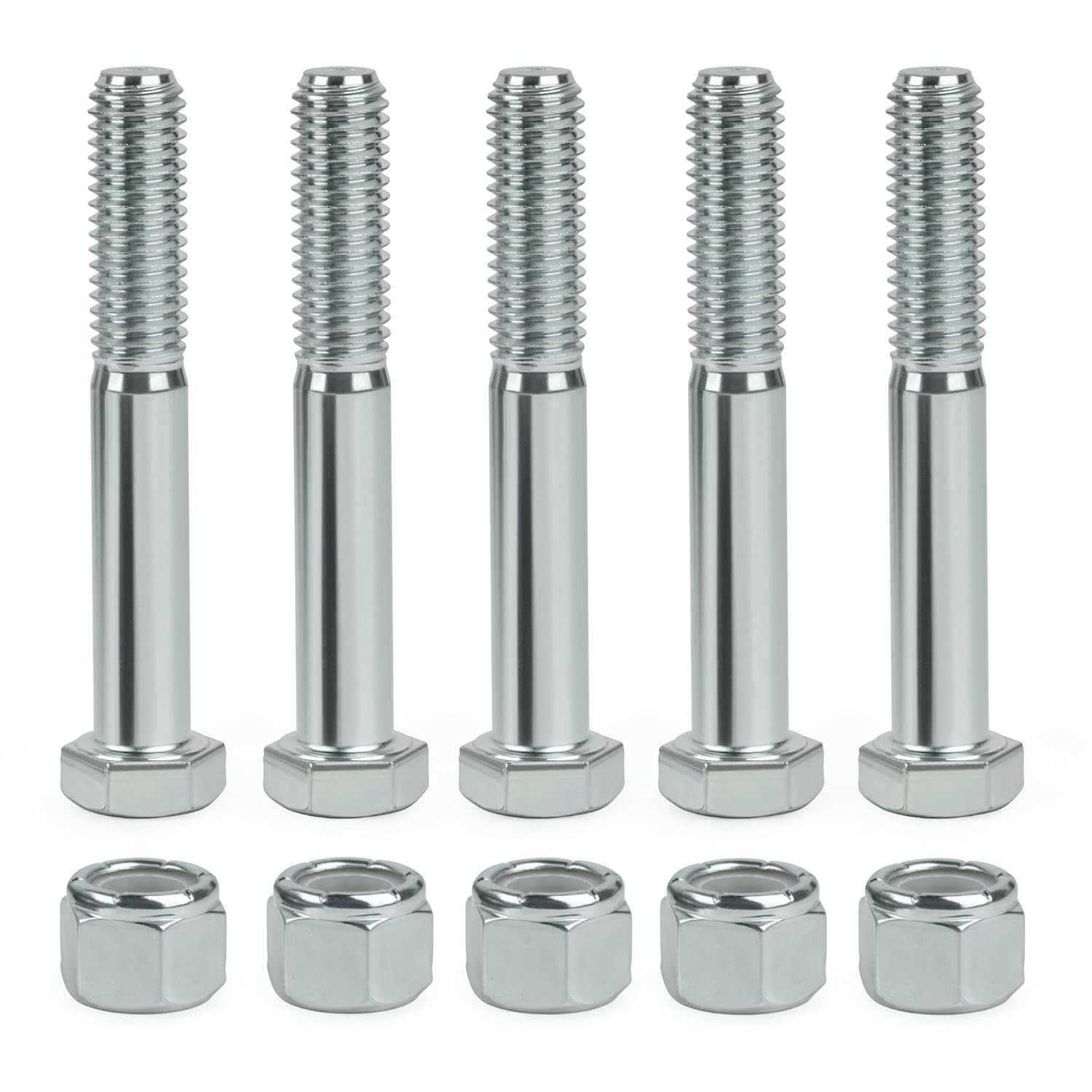 Grade 2 Shear Bolts for Rotary Cutters 1/2″ x 3-1/2″ with Nylock Nuts – 5 Pack