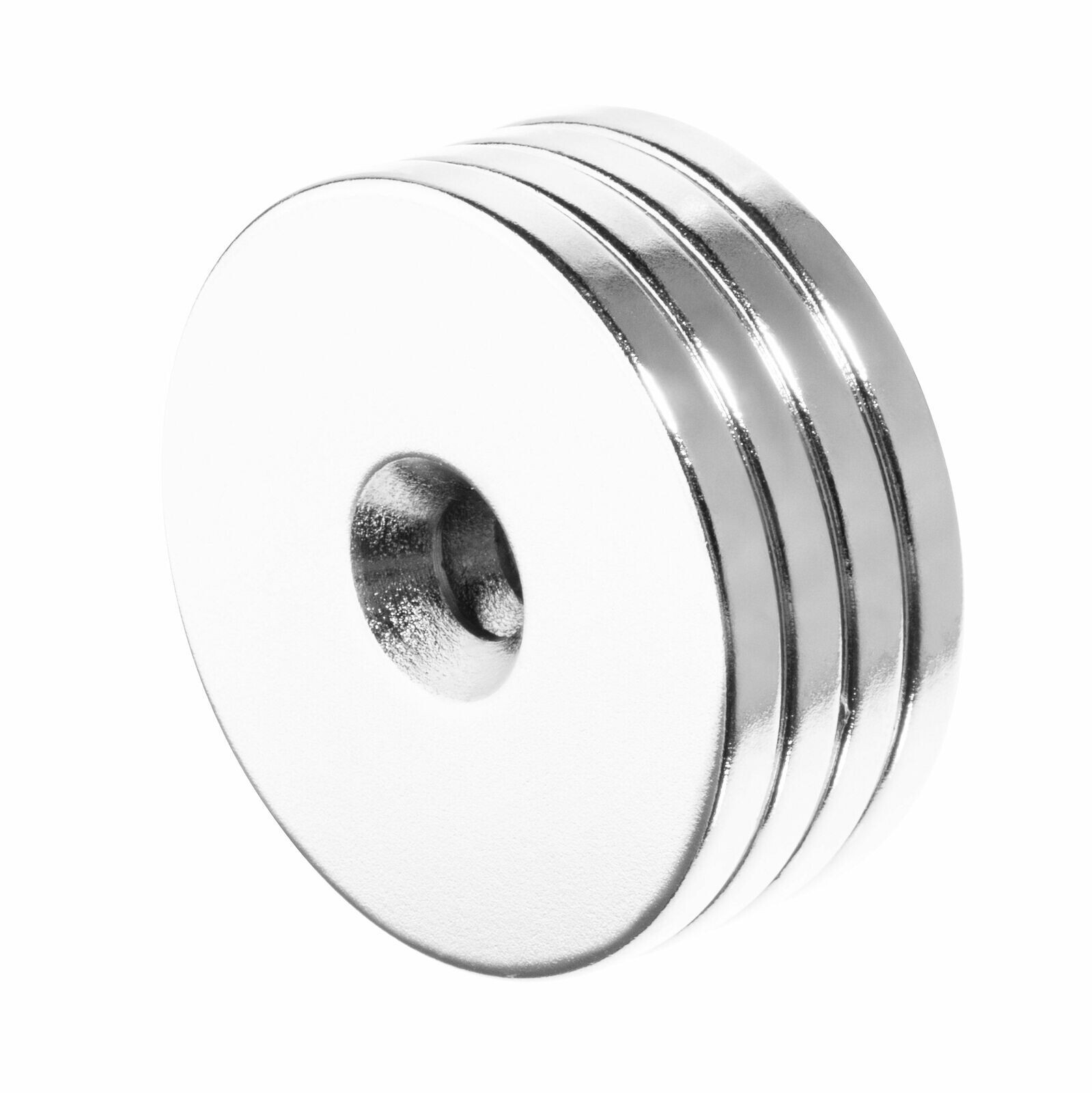 1.25 x 1/8 Inch Neodymium Rare Earth Countersunk Ring Magnets (4 Pack)