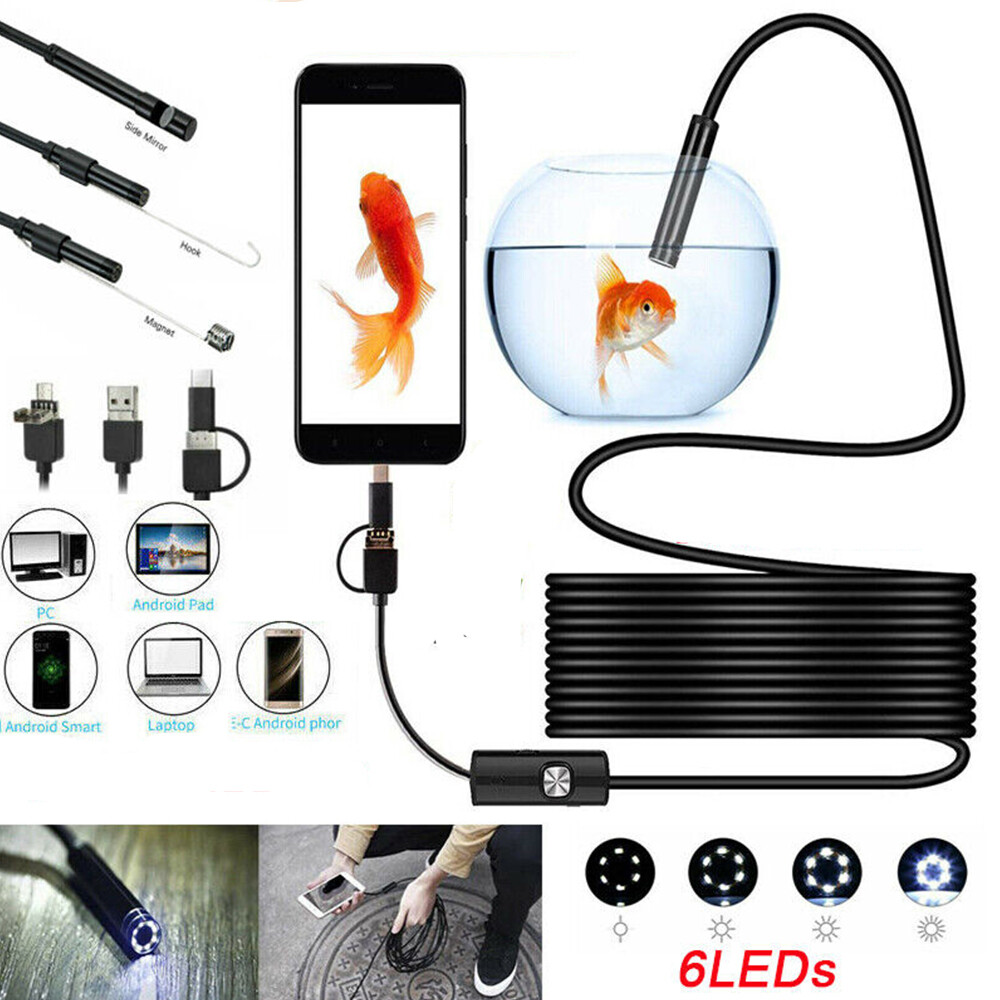 7mm 3 in 1 USB Endoscope Borescope Snake Inspection Camera For Android / PC MAC