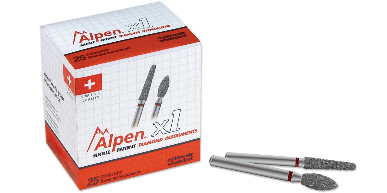 Coltene Dental Alpen X1 Diamond Round End Cylinder Medium 25/bx 885-012 X885M012