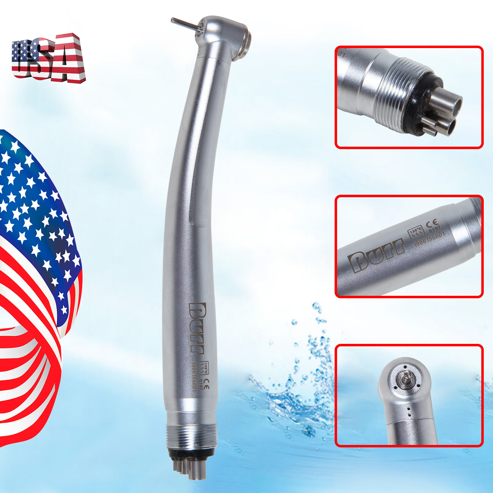 Dental Standard High Speed Handpiece 4 Holes Push Button Midwest
