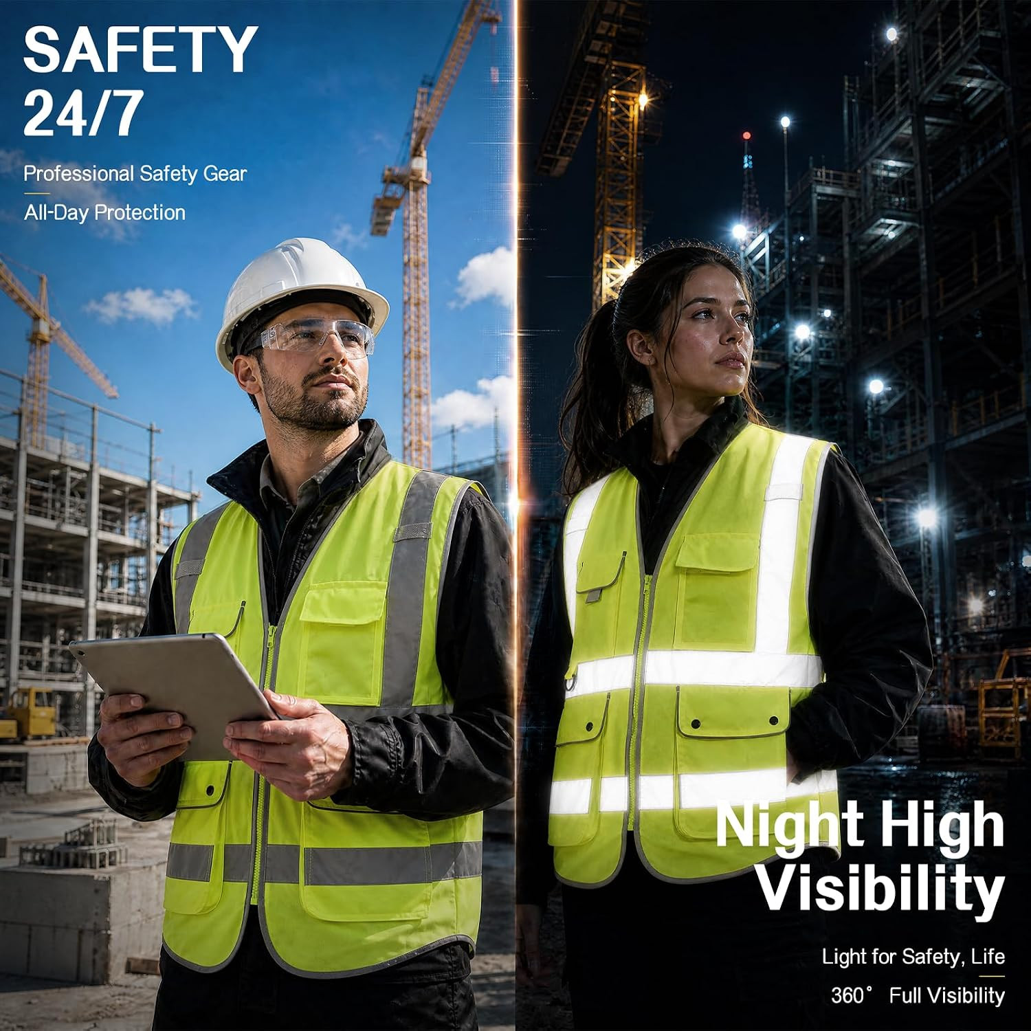 Reflective Safety Vest for Men & Women High Visibility Class 2 Vest with Pockets