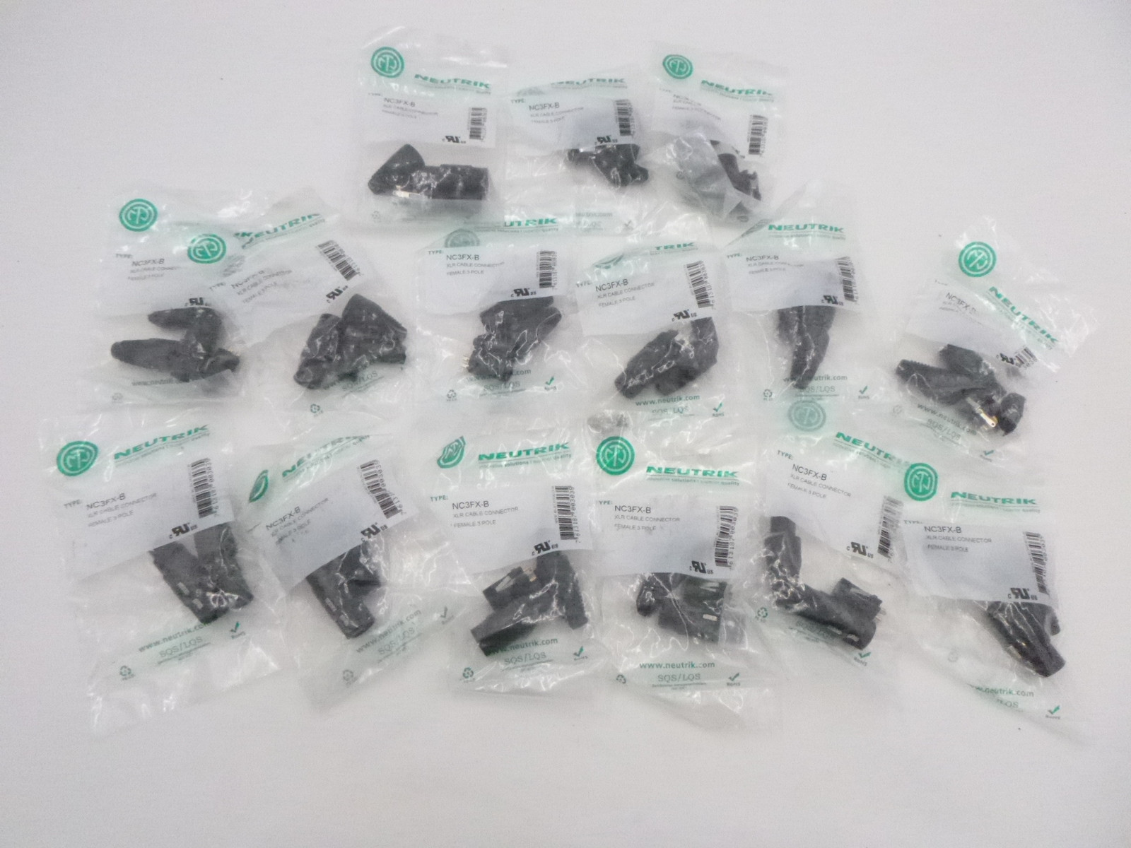 15 PK Neutrik NC3FX-B XLR Female Connector 3 Pin Microphone