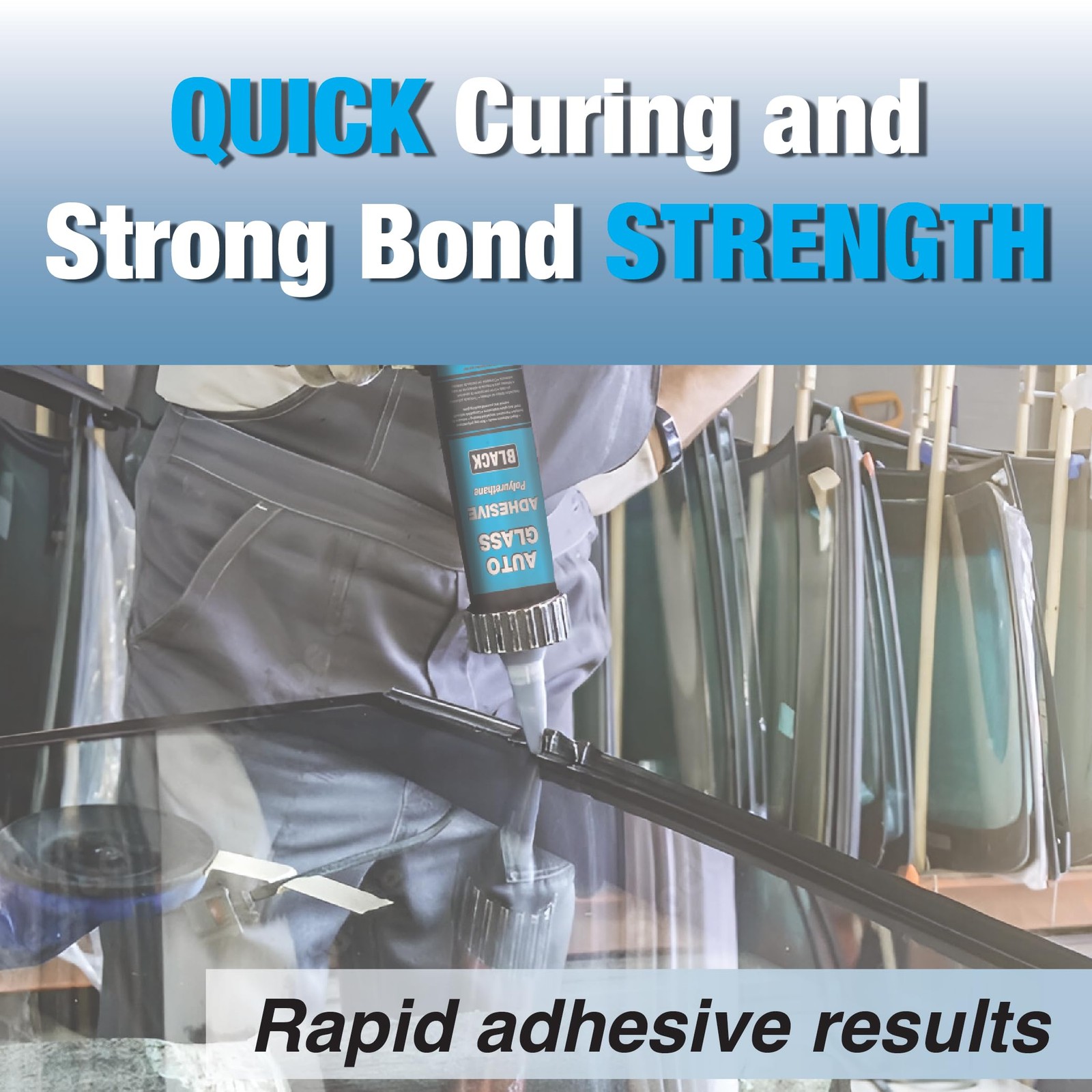 Maxi-Seal Black Polyurethane Windshield Adhesive with Fast Curing Non-sag