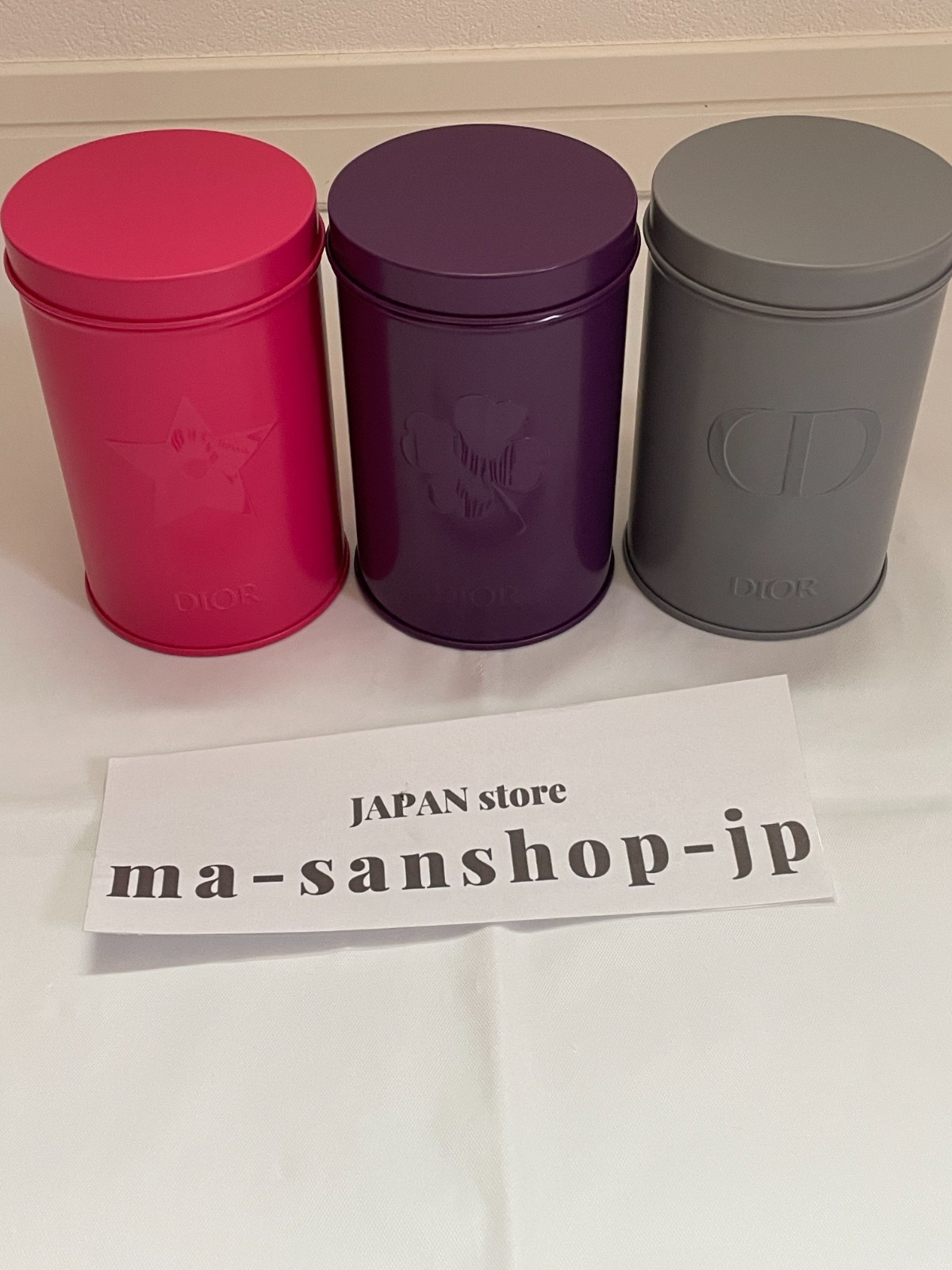Christian Dior canister can Authentic novelty Purple Pink Glay steel