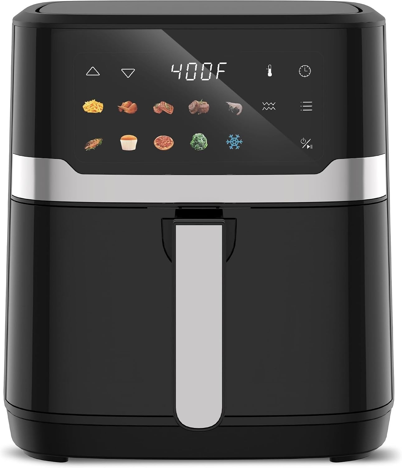 6.8QT Air Fryer 10-in-1 Cooker with Visible Window 1700W Bottom Heater Black