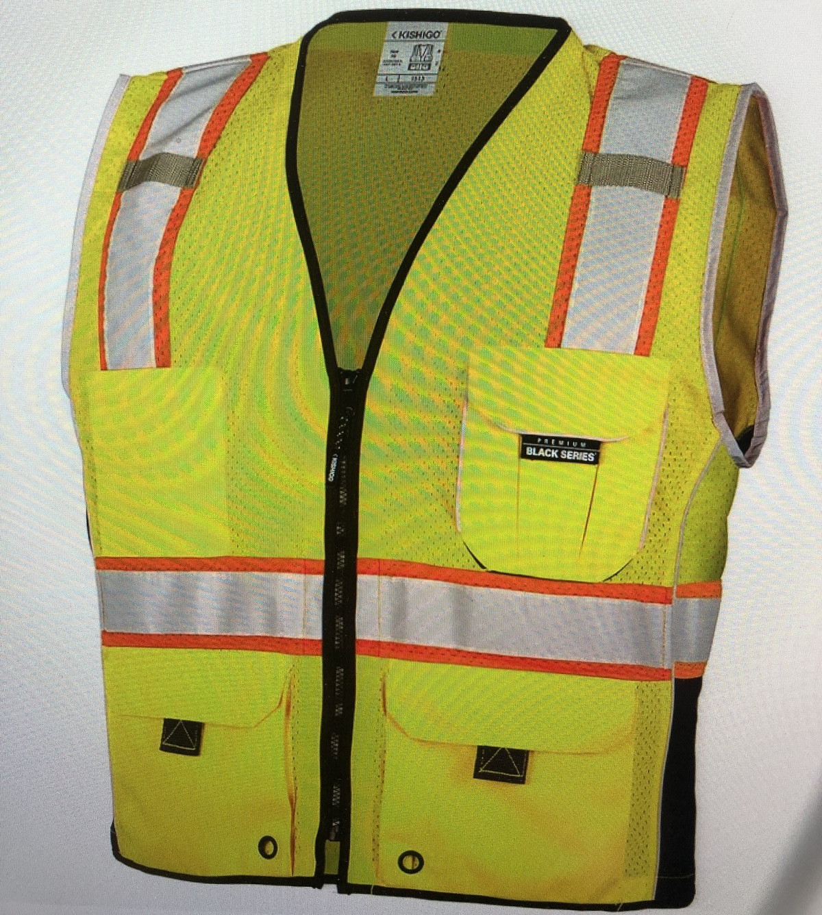 Kishigo Premium Black Series Heavy Duty Unisex Reflective Safety Vest,Lime,large