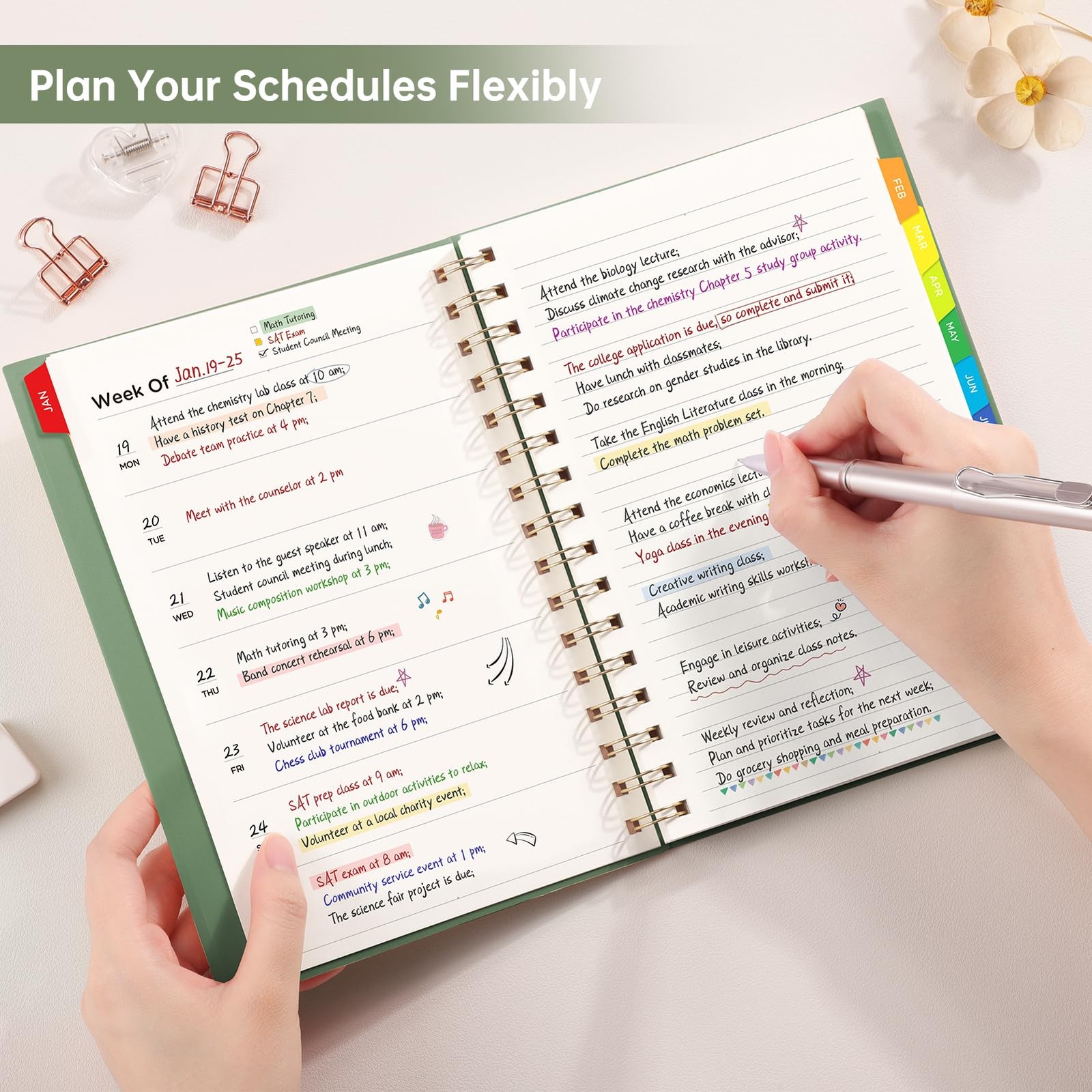 Undated Planner, Weekly and Monthly Calendar, 53 Weeks and 12 Months, A5 (6.3…