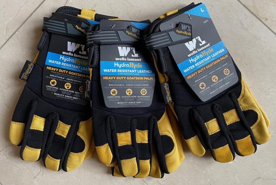 3 Pairs Wells Lamont Men’s HydraHyde Leather Work Gloves Size M L XL XX XXX
