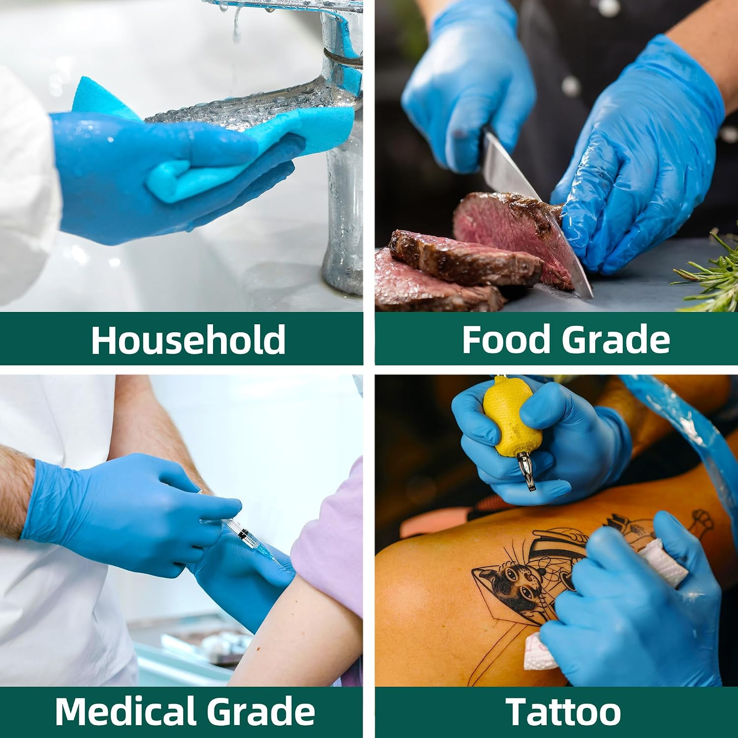 Supmedic Vinyl Disposable Exam Gloves, 4Mil Powder-Free Latex-Free Food Grade Co