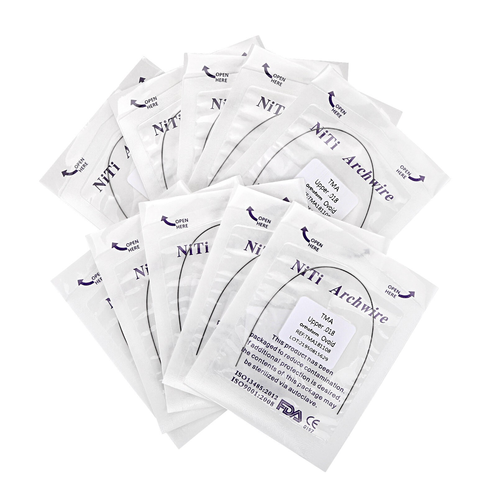 Dental Orthodontic TMA Beta Arch Wire Ti-Mo Alloy Round Ovoid/Natural 012-020