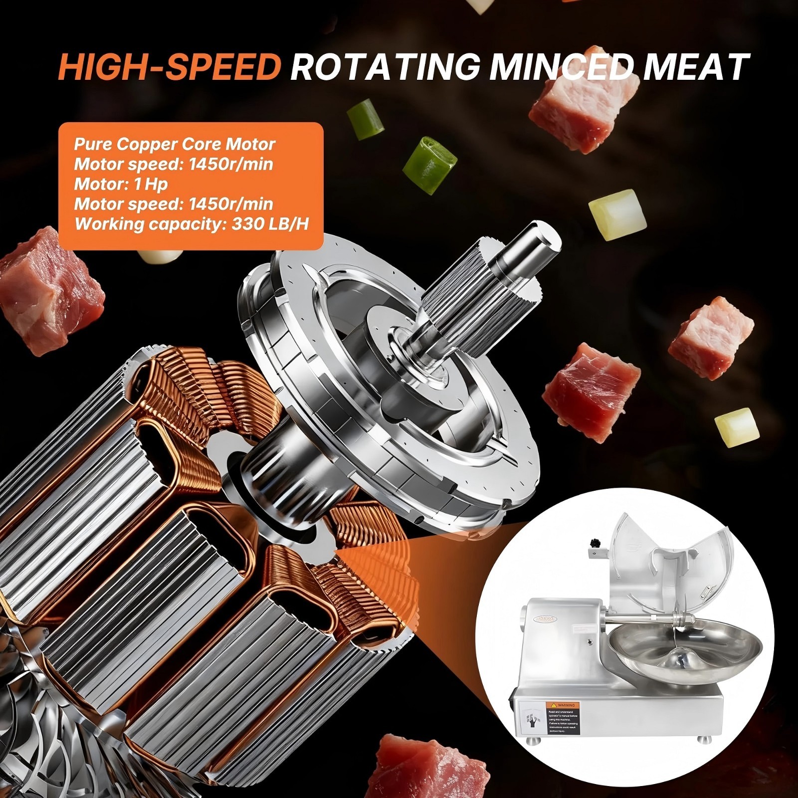 Hakka 5.5L Commercial Buffalo Chopper Bowl Cutter Mixer Food Processor Machine
