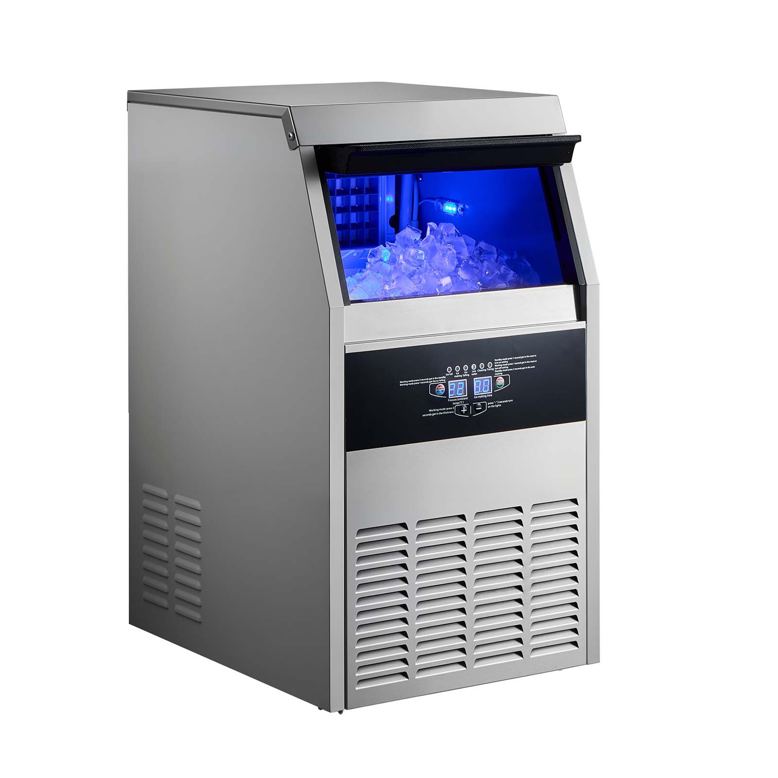 Uimoso 160lb/24h Commercial Ice Maker Undercounter Ice Cube Machine 30lb Storage